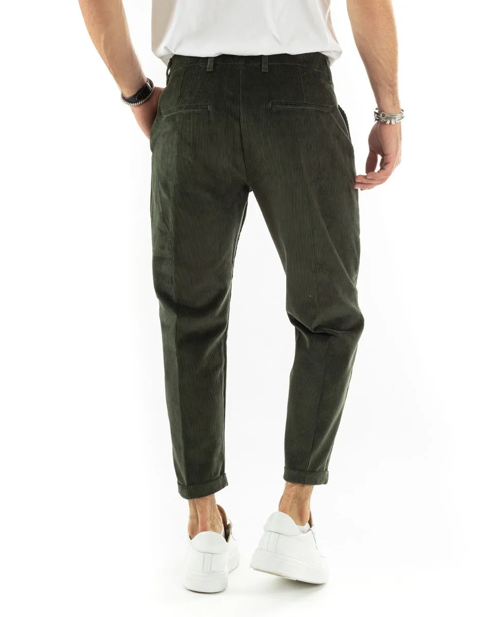 Abito Uomo Doppiopetto Vestito Velluto Completo Giacca Pantaloni Verde Elegante Cerimonia GIOSAL-OU2195A