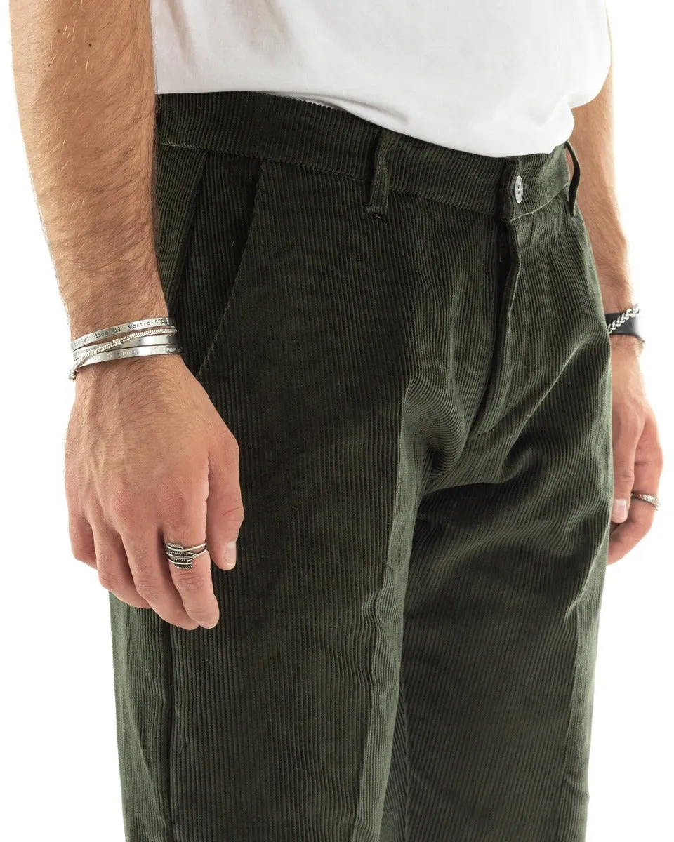 Abito Uomo Doppiopetto Vestito Velluto Completo Giacca Pantaloni Verde Elegante Cerimonia GIOSAL-OU2195A