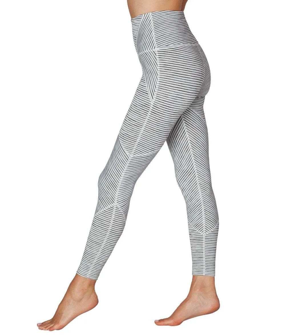 Beyond Yoga Out Of Line High Waisted Leggings White Heather Surf Stripe