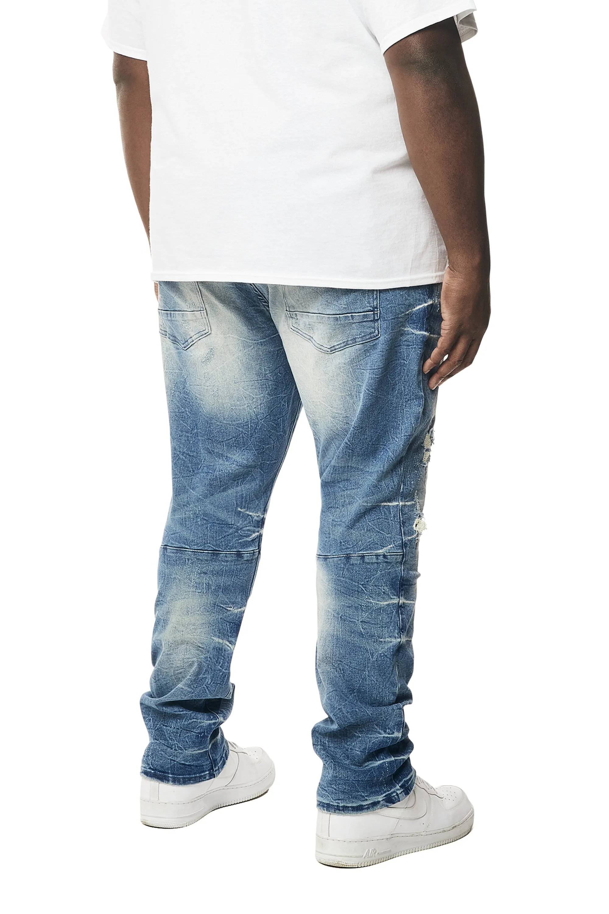 Clairmont Blue Wave Effect Denim Jeans for Big and Tall