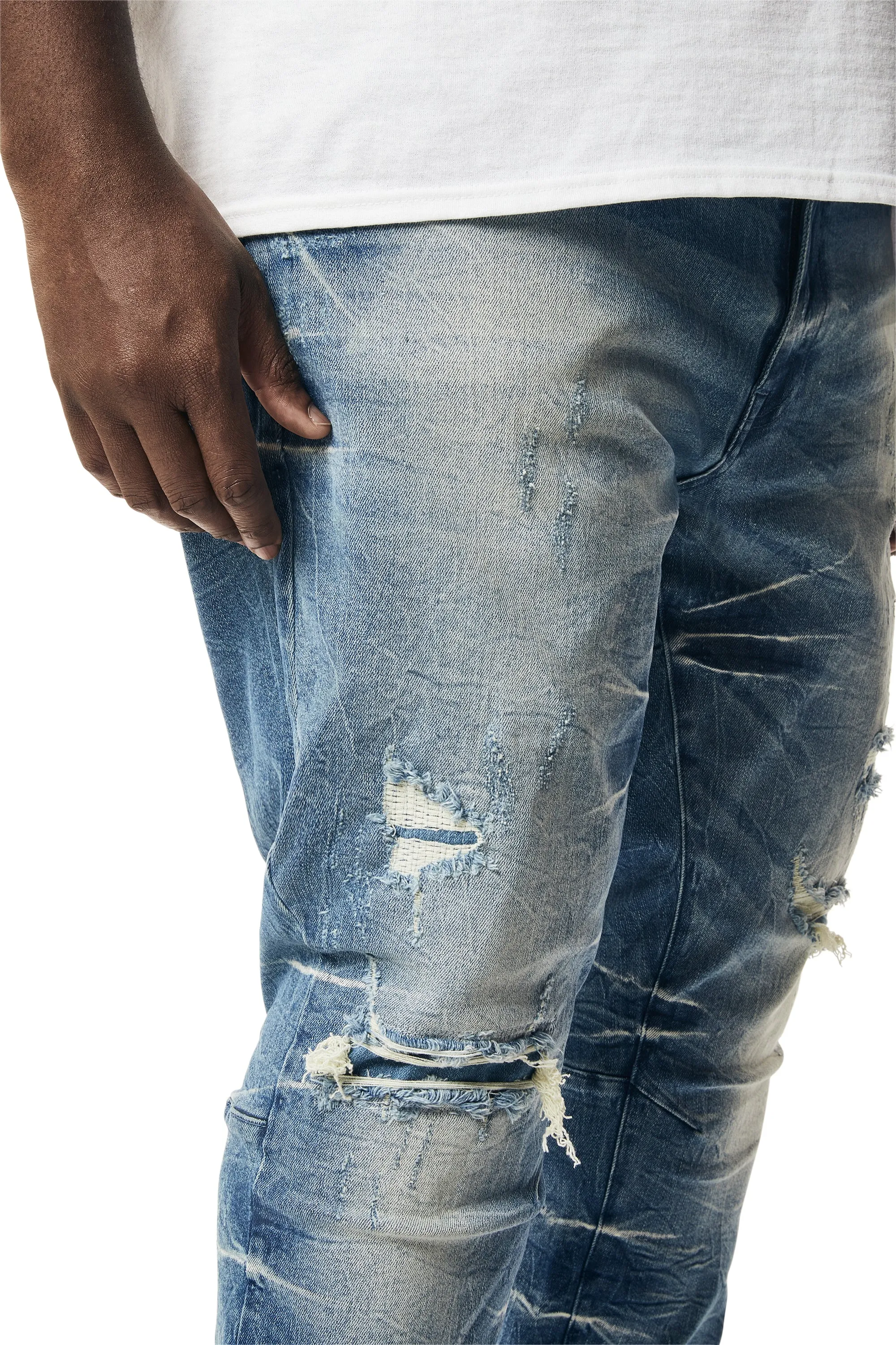 Clairmont Blue Wave Effect Denim Jeans for Big and Tall