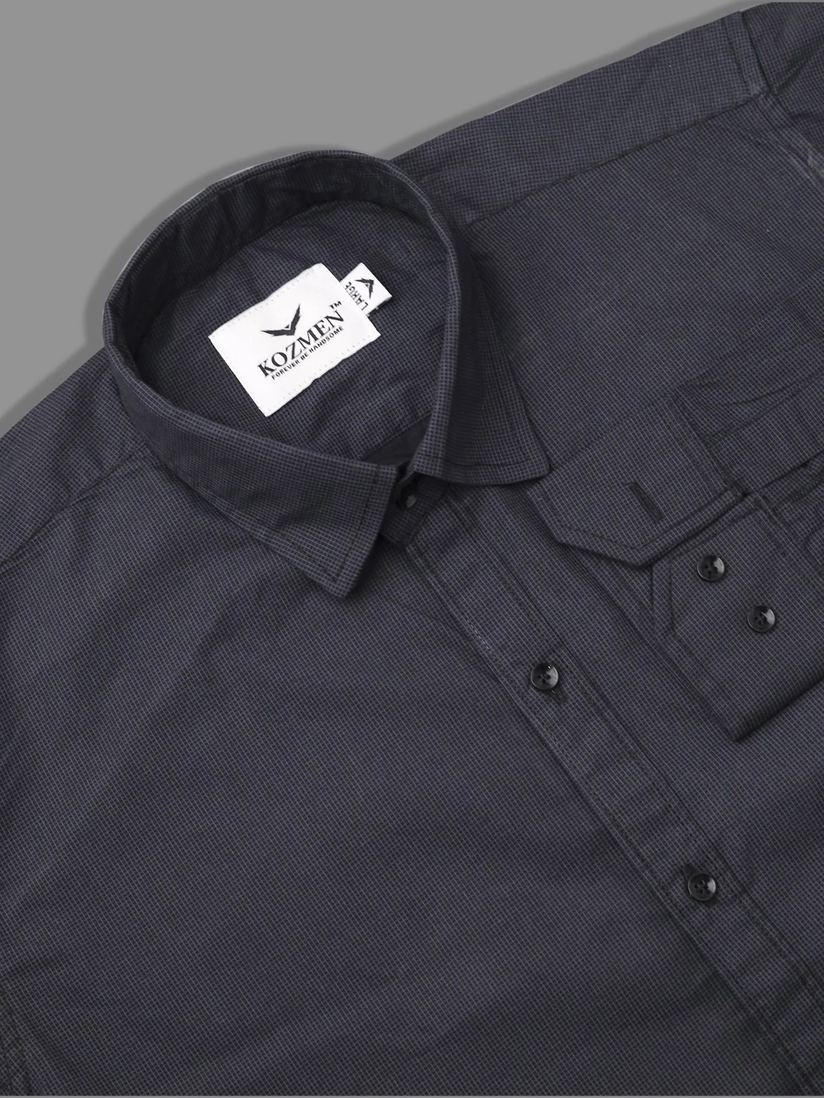 Black Graph Checks Casual Cotton Shirt