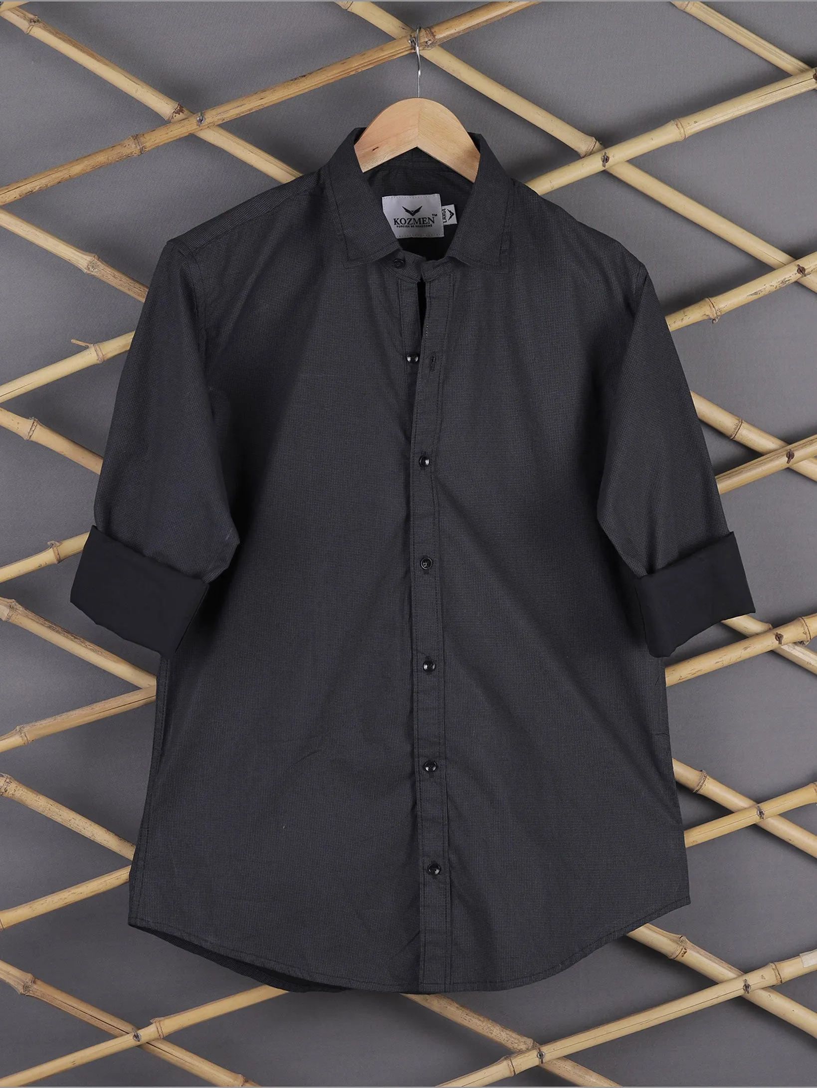 Black Graph Checks Casual Cotton Shirt