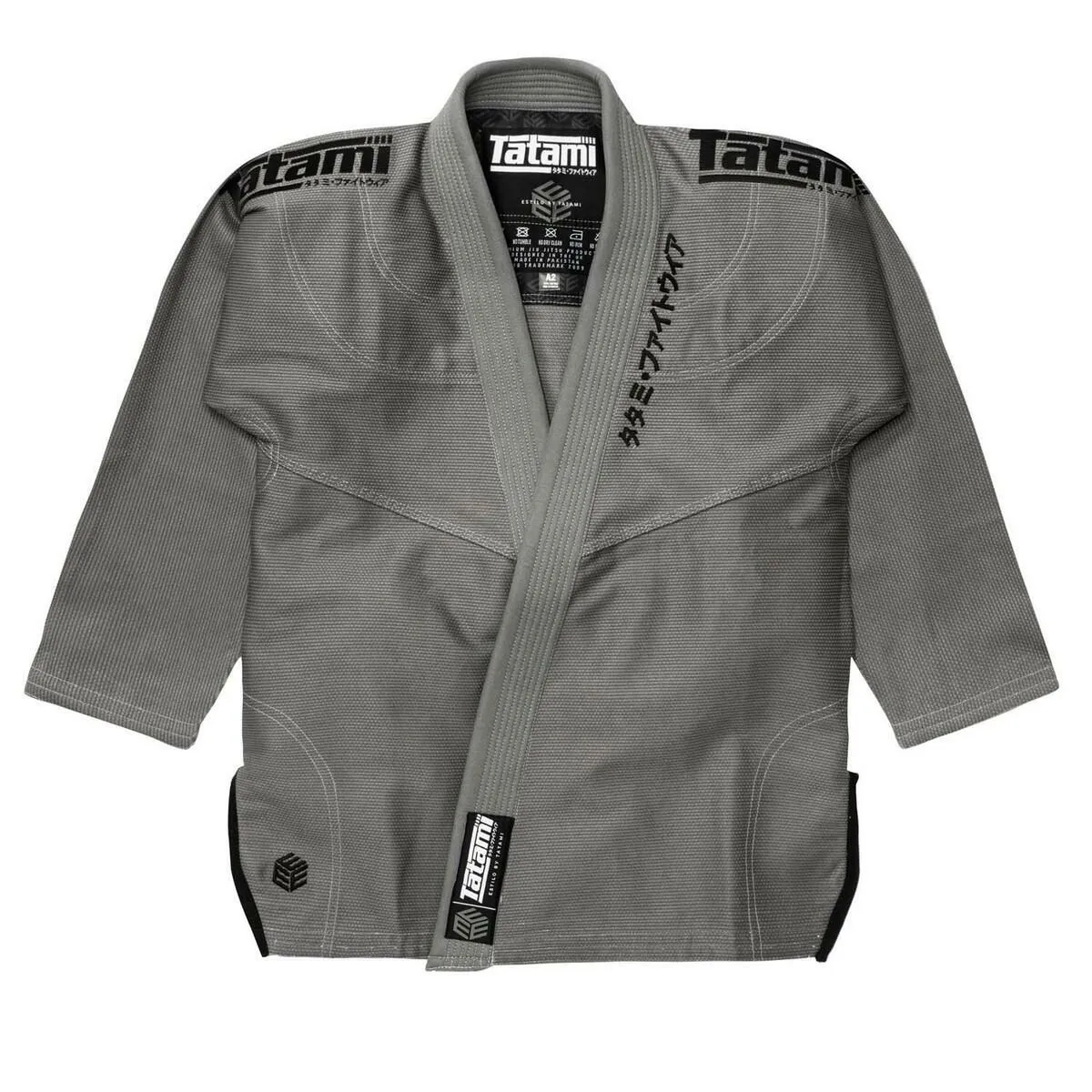 Black on Grey Tatami Fightwear Estilo Black Label Mens BJJ Gi