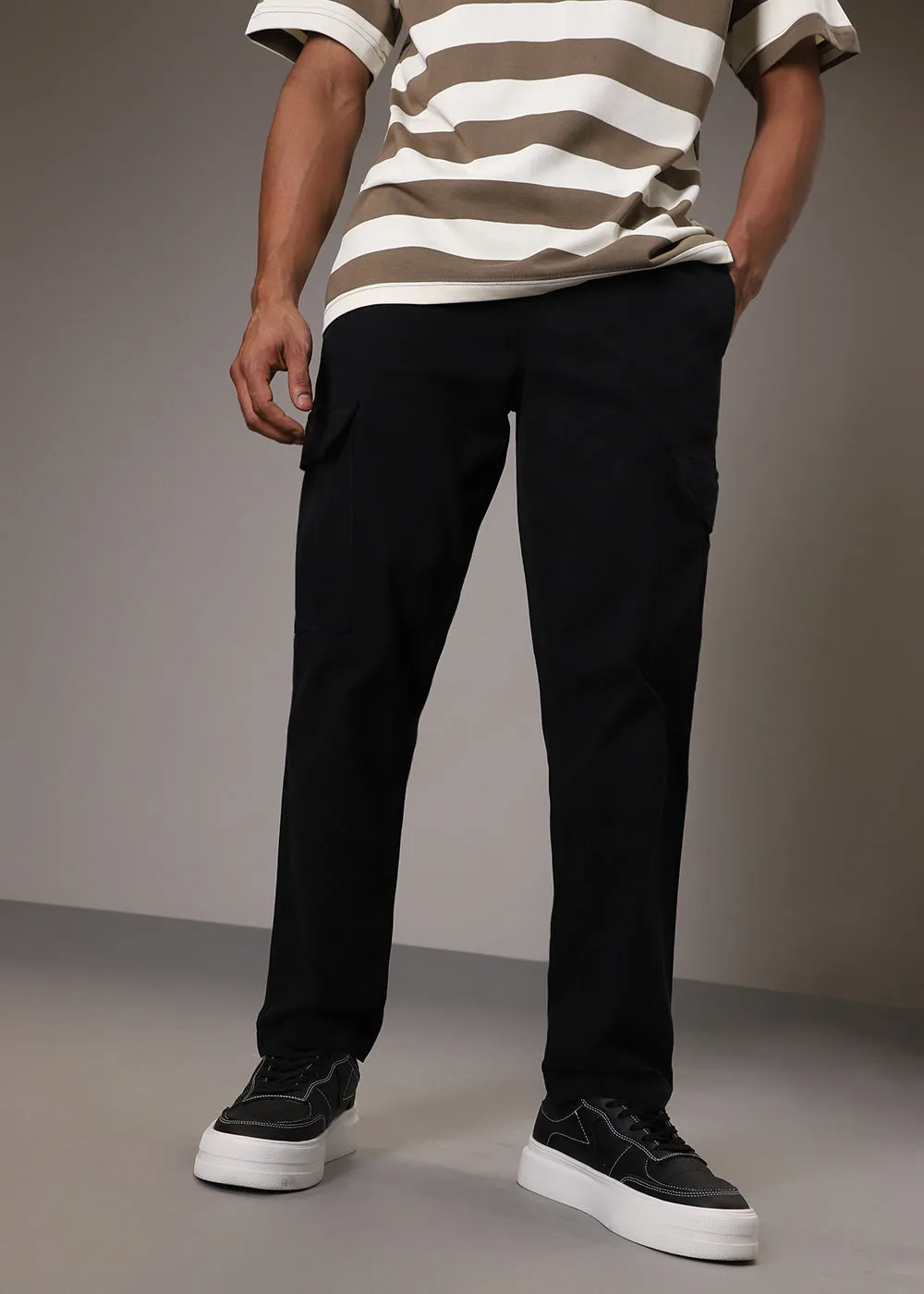 Black Twill Cargo Pant