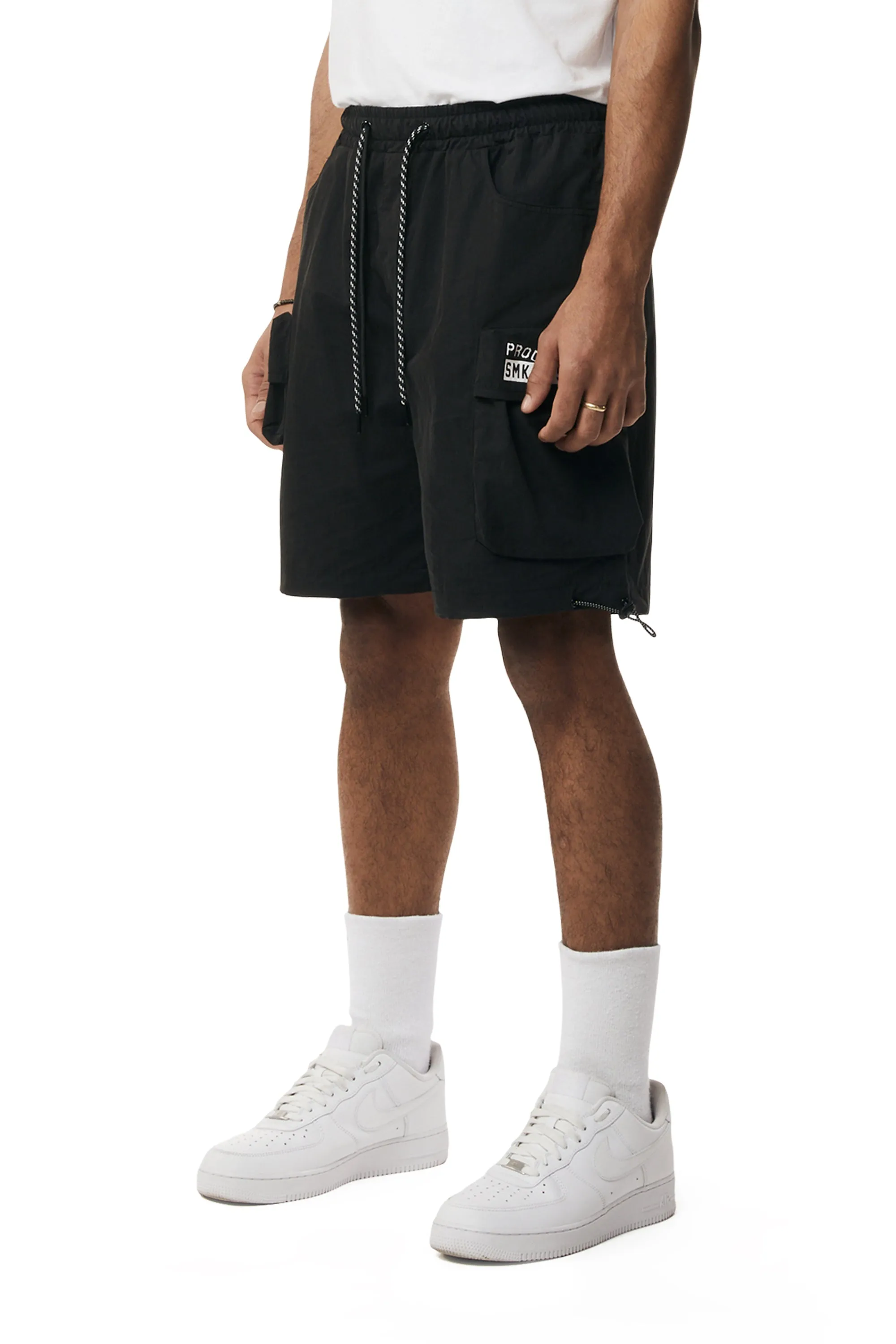 Brushed Cargo Shorts - Black