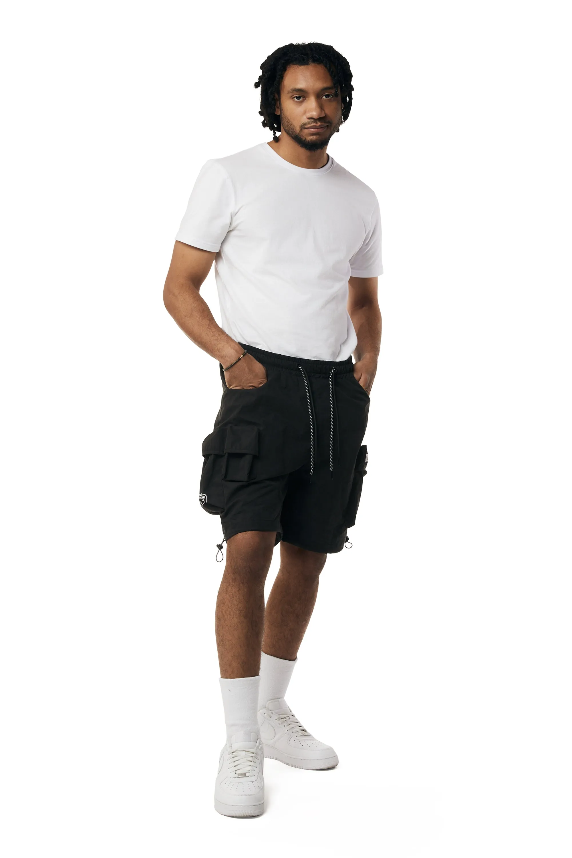 Brushed Cargo Shorts - Black