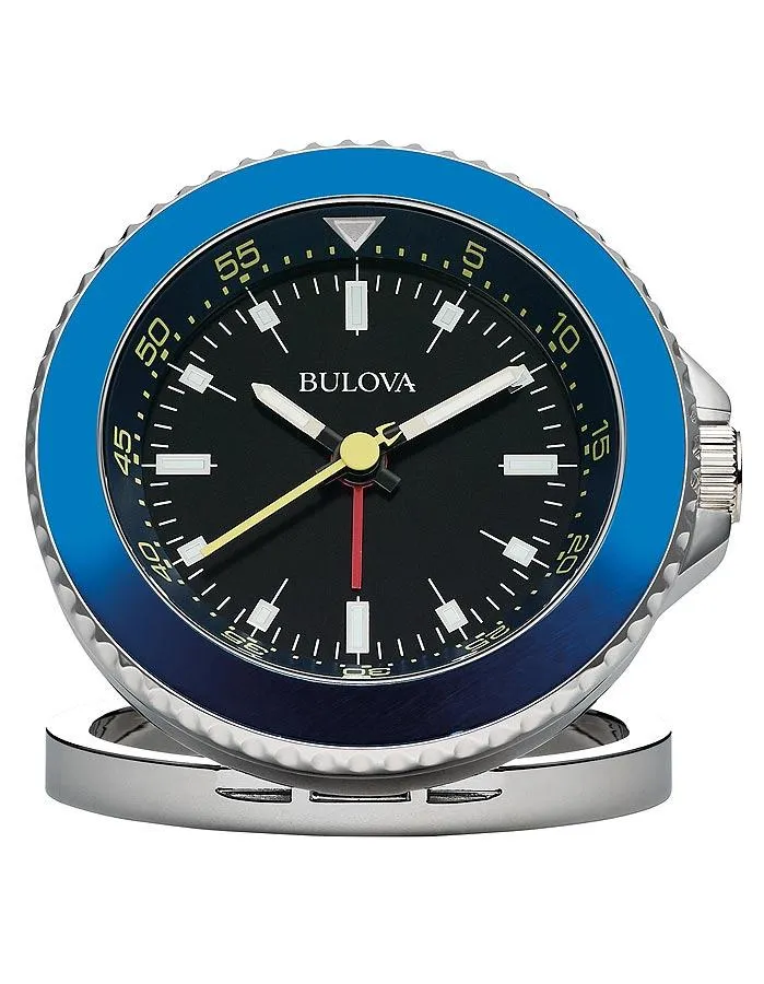 Bulova The Diver Alarm Clock - Black & Blue - Functioning Bezel - Metal Case