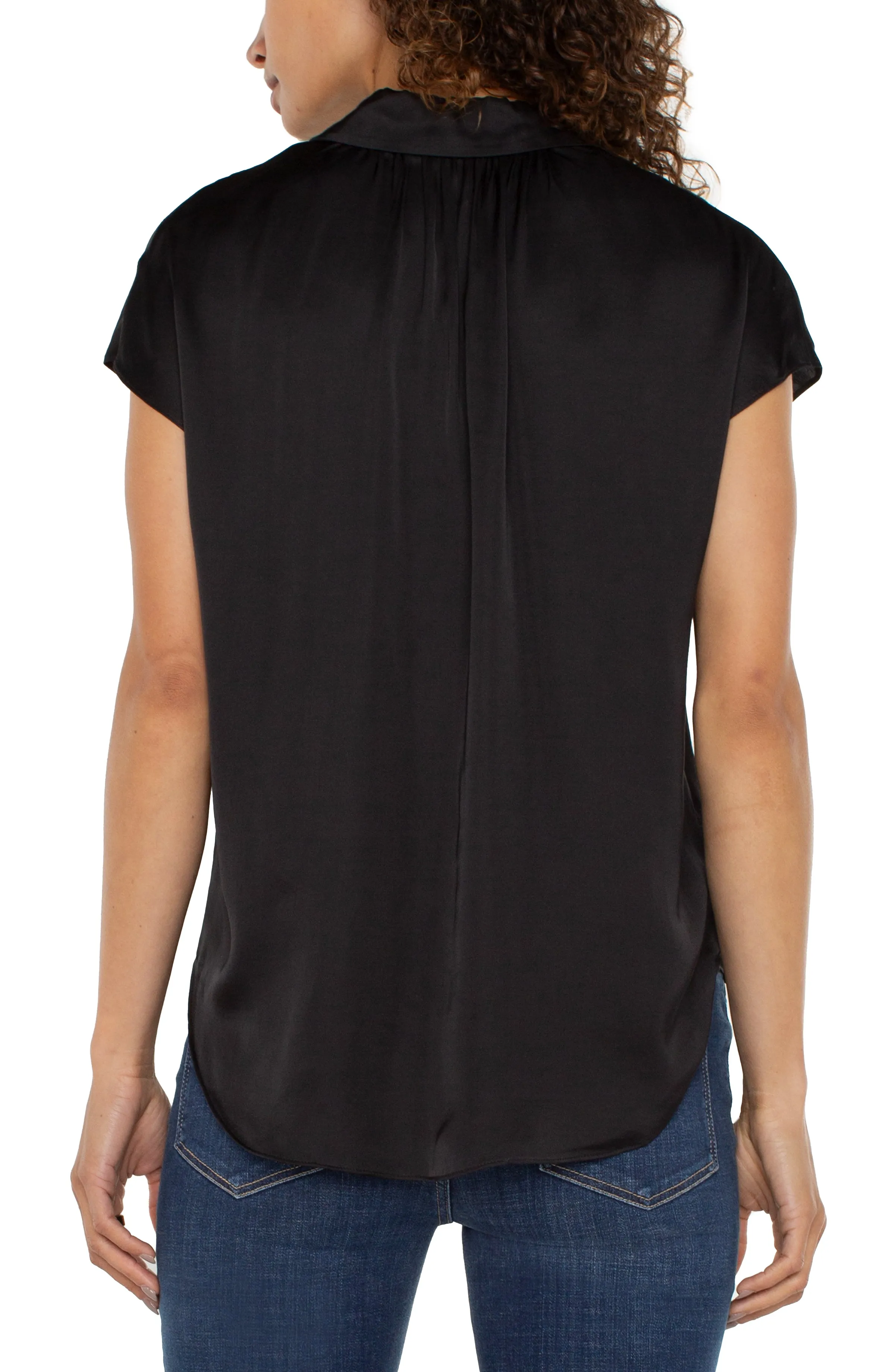 BUTTON FRONT DOLMAN SLEEVE BLOUSE