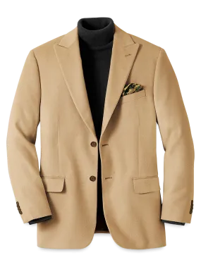 Camel Hair Single Breasted Peak Lapel Sport Coat - Camel