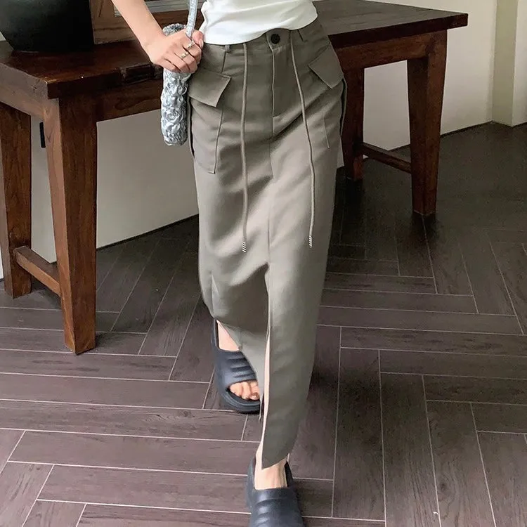 Cargo Split Long Skirt