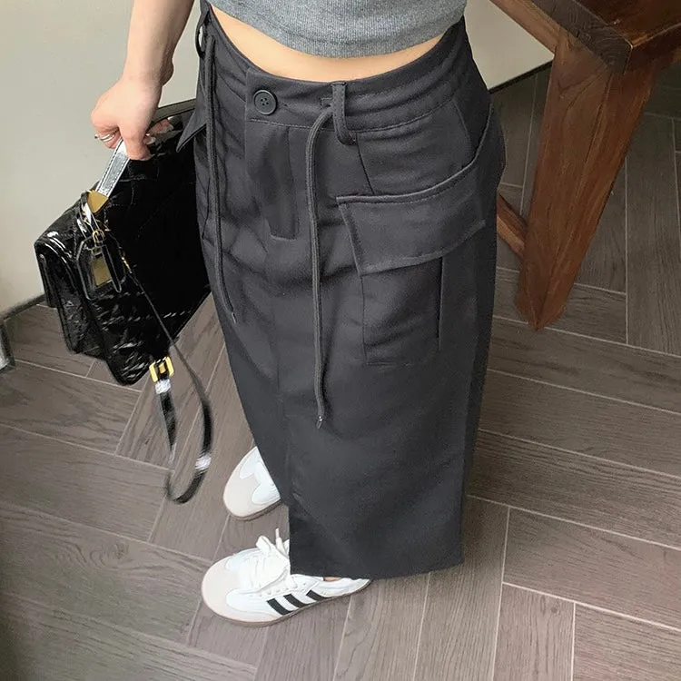 Cargo Split Long Skirt