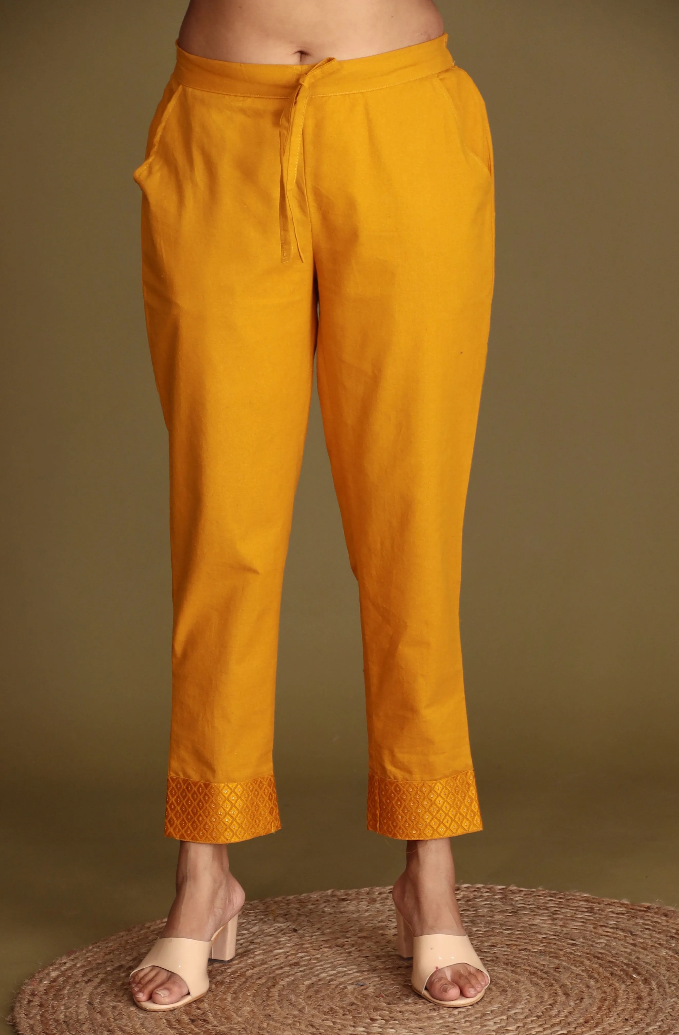 Cotton Woven Pant with Embroidered Work