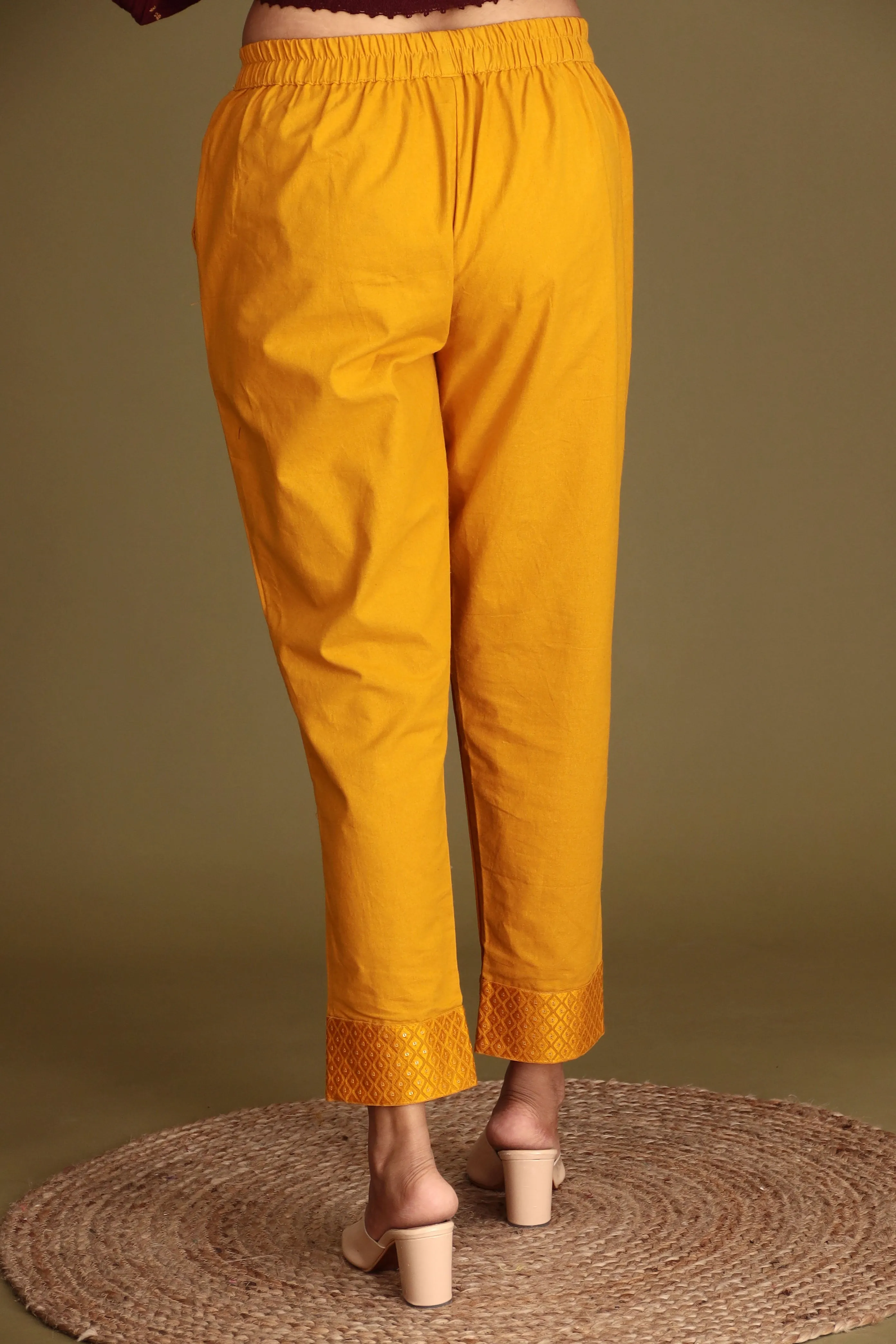 Cotton Woven Pant with Embroidered Work