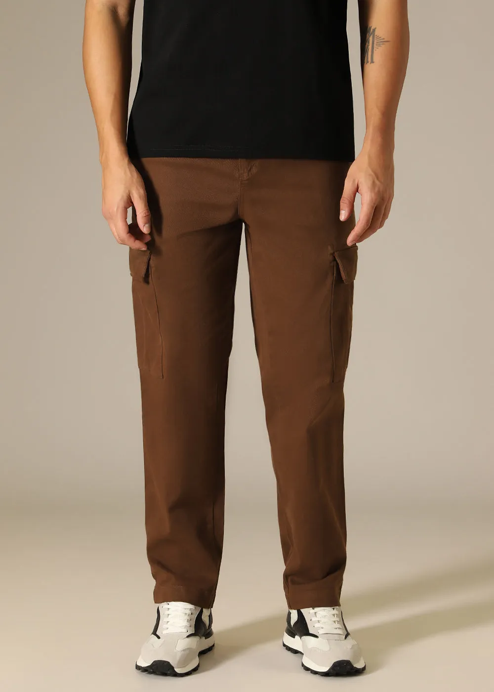 Dark Brown Twill Cargo Pant