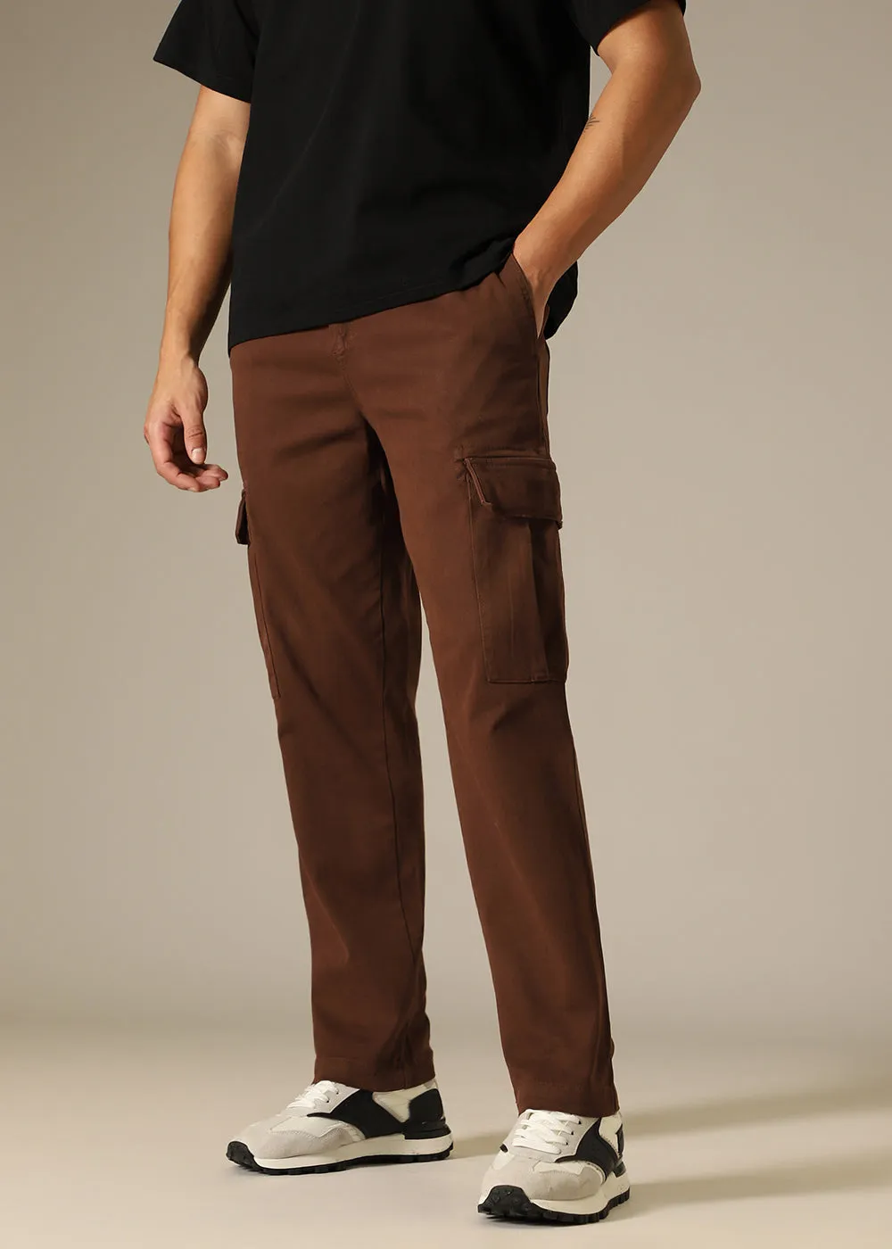 Dark Brown Twill Cargo Pant