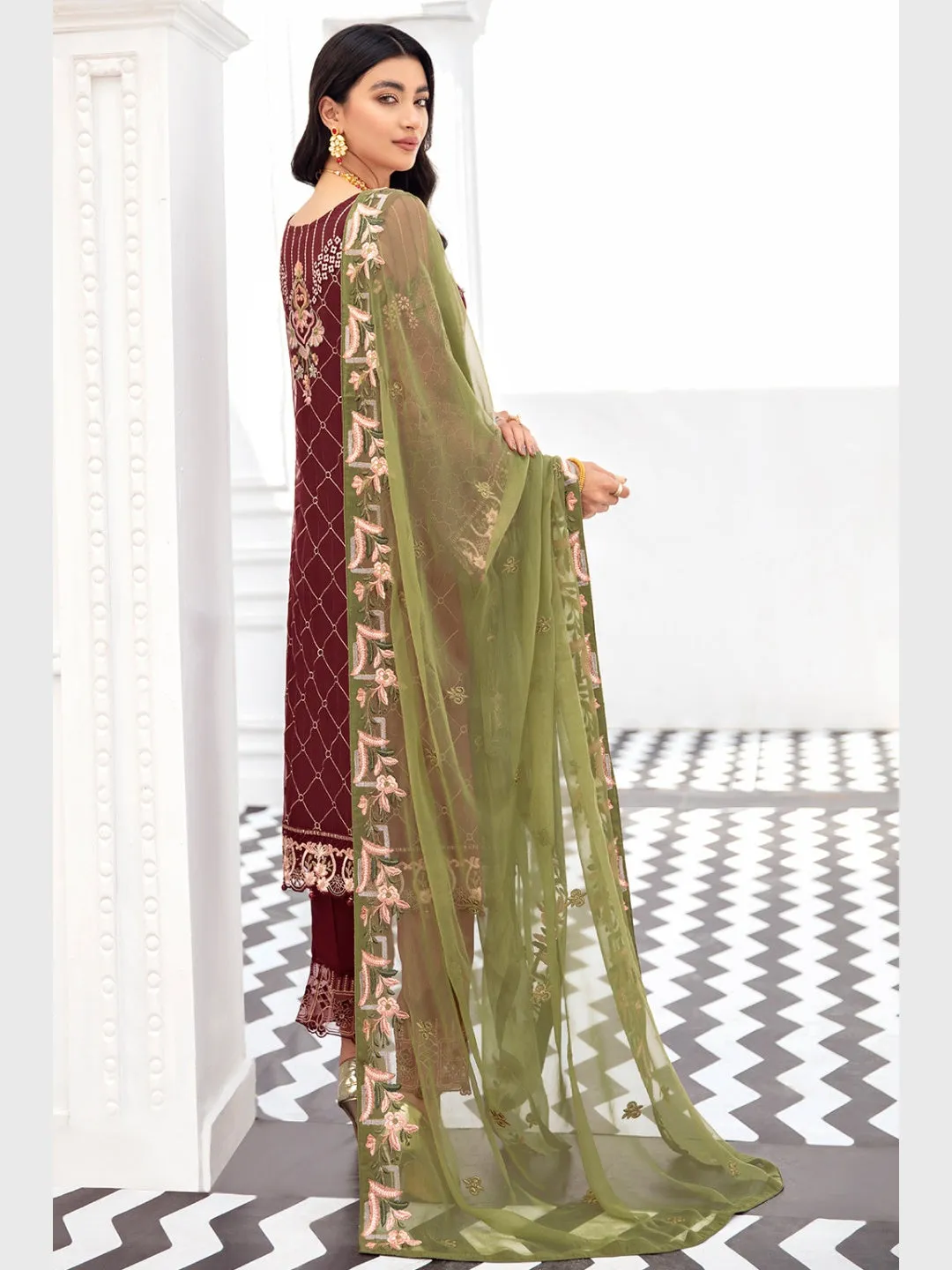 Designer Embroidered Chiffon Sequins