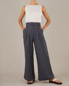 Elvie Linen Twill Pant - Slate Blue