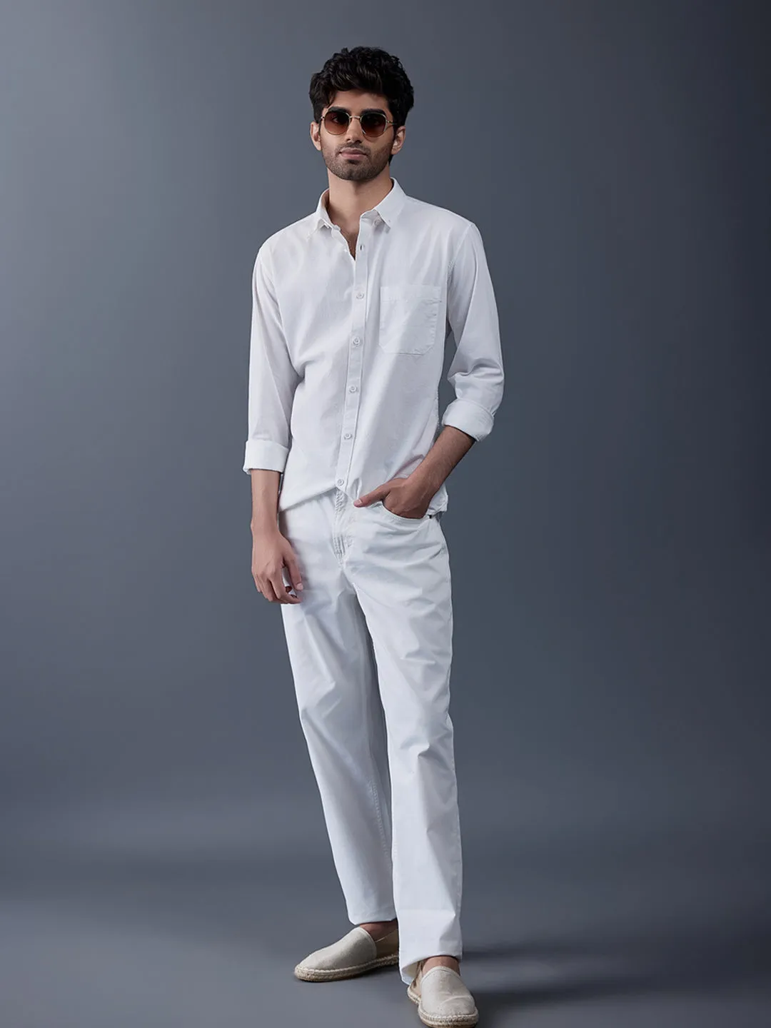 Essential Oxford Button down White Shirt - Replay