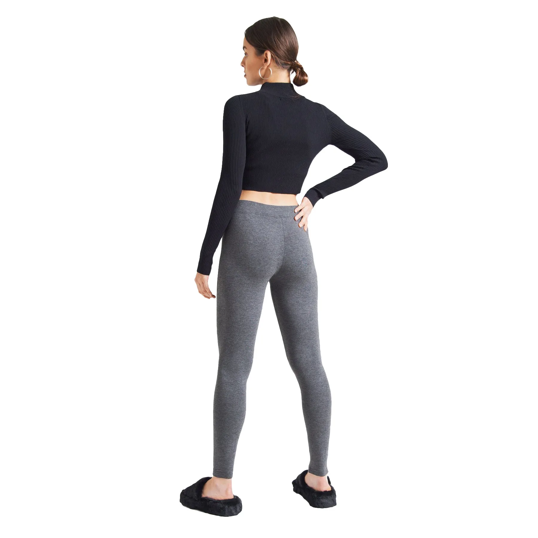 Fashion Tight Dark Grey Basic Full Length Leggings