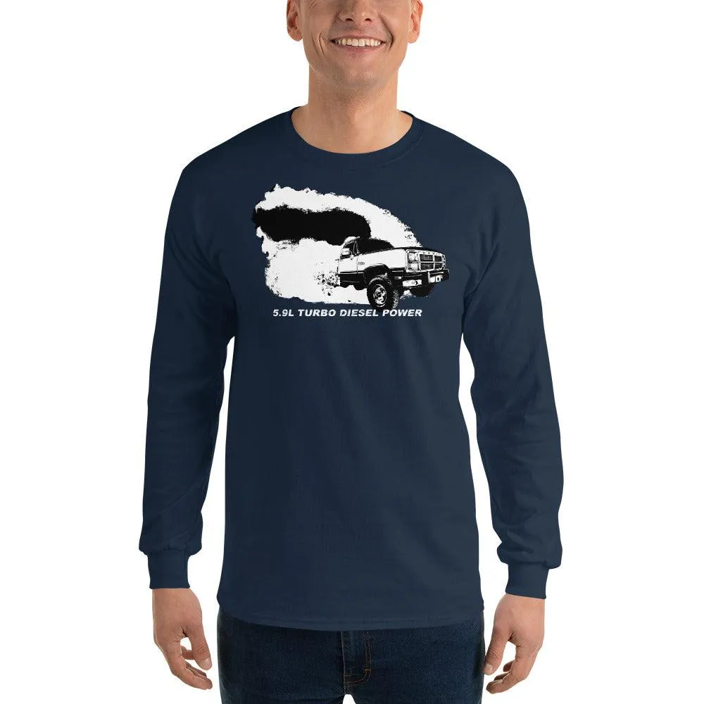 First Gen Dodge Truck Rolling Coal Burnout Long Sleeve T-Shirt