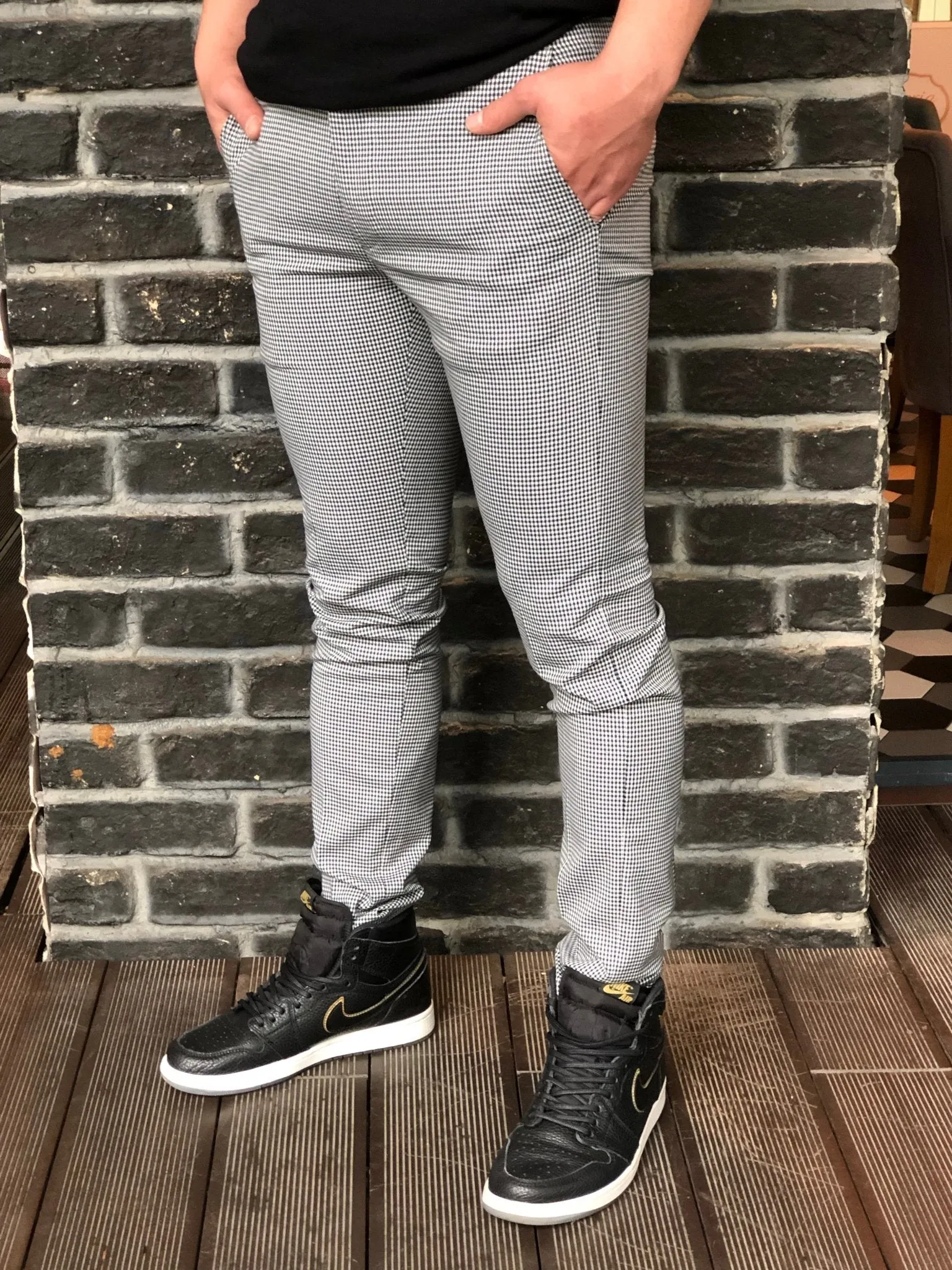 Gray Pattern Slim Fit Casual Mens Pant DJ177 Mens Pant