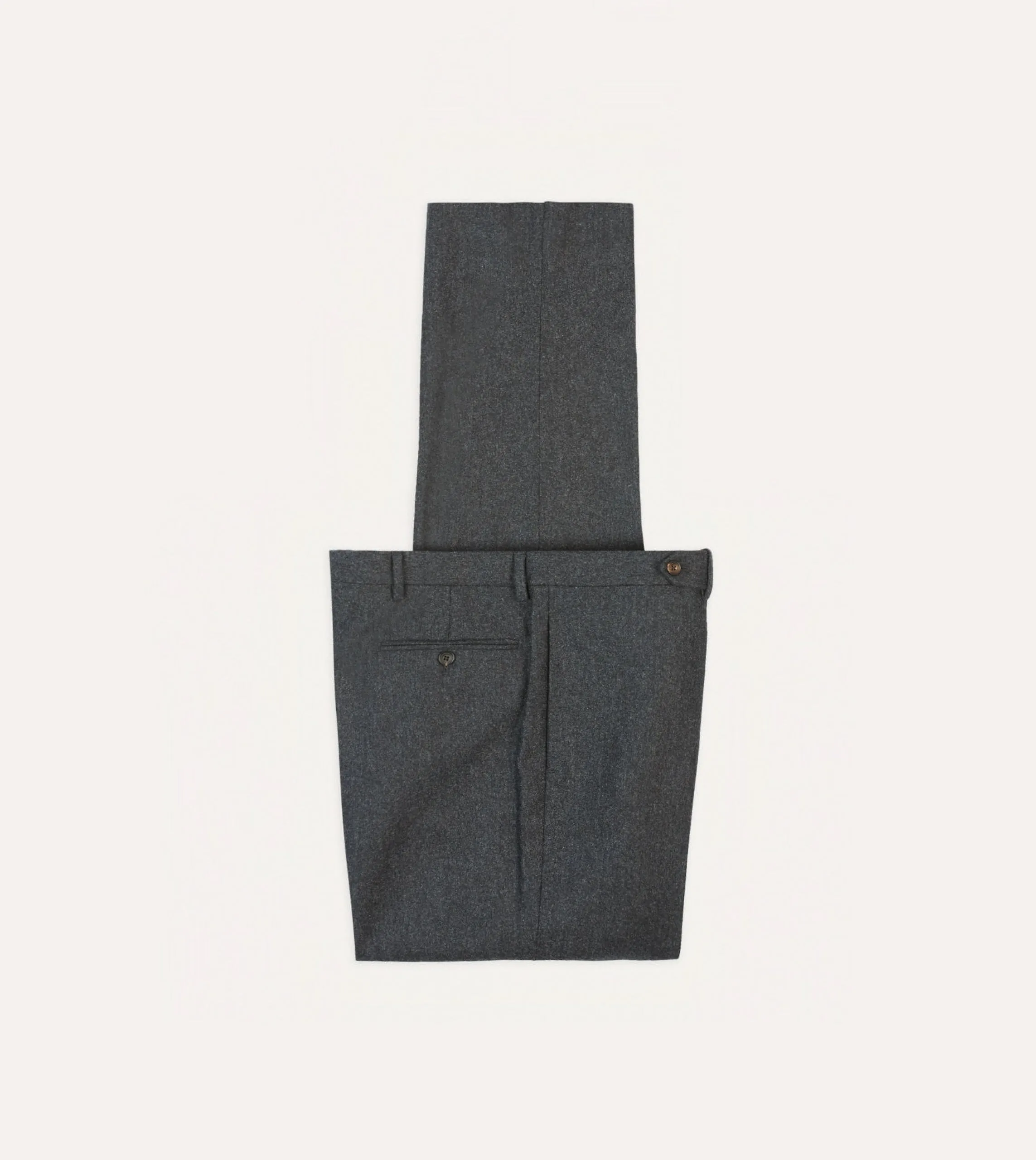 Grey Wool Flannel Flat Front Trouser