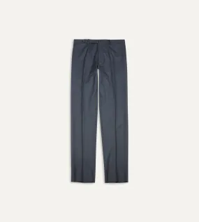 Grey Worsted Wool Flat Front Trouser