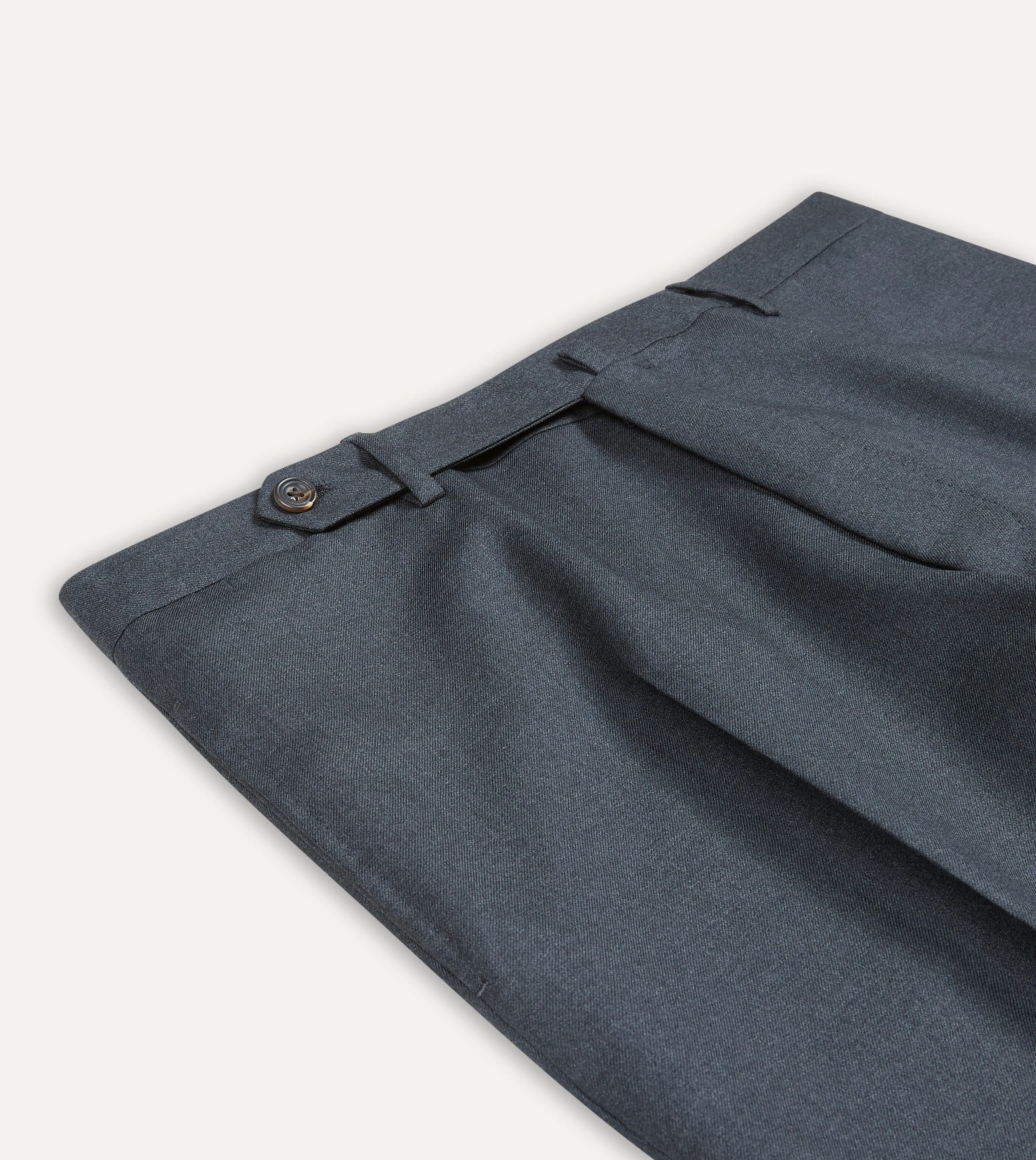 Grey Worsted Wool Flat Front Trouser