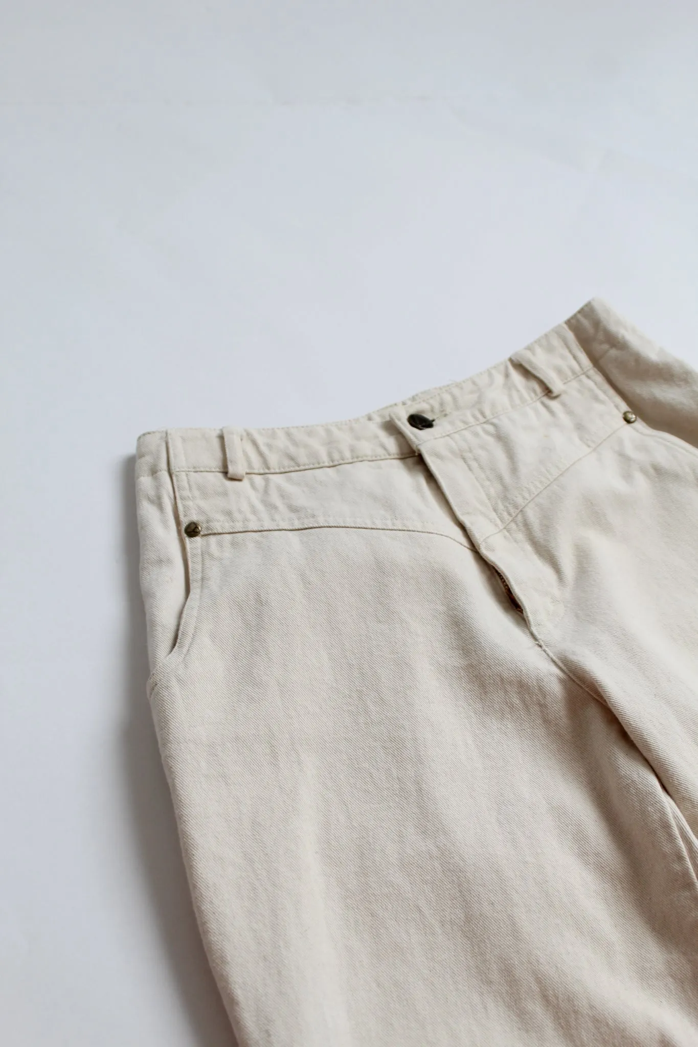 high rise parchment jeans