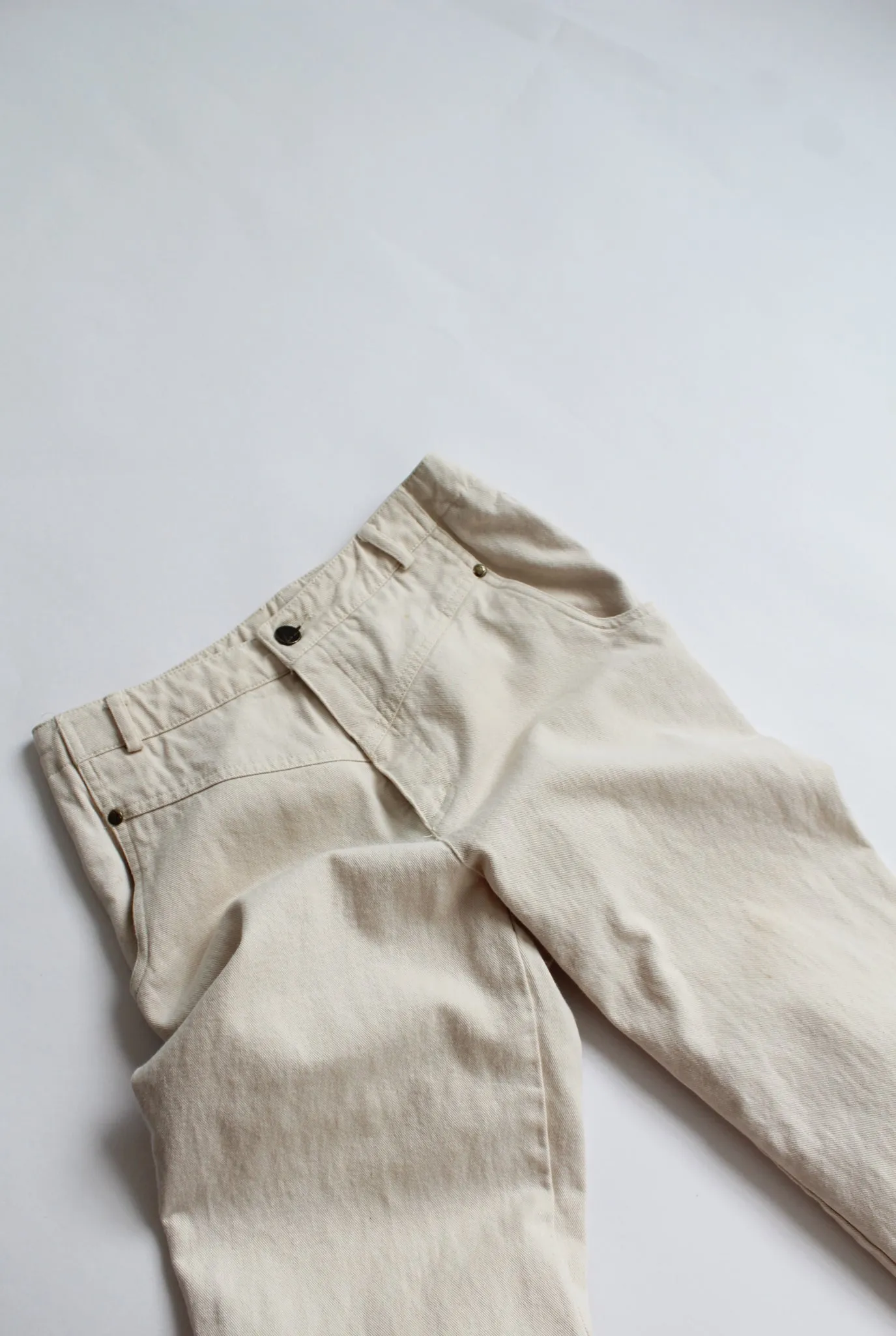 high rise parchment jeans