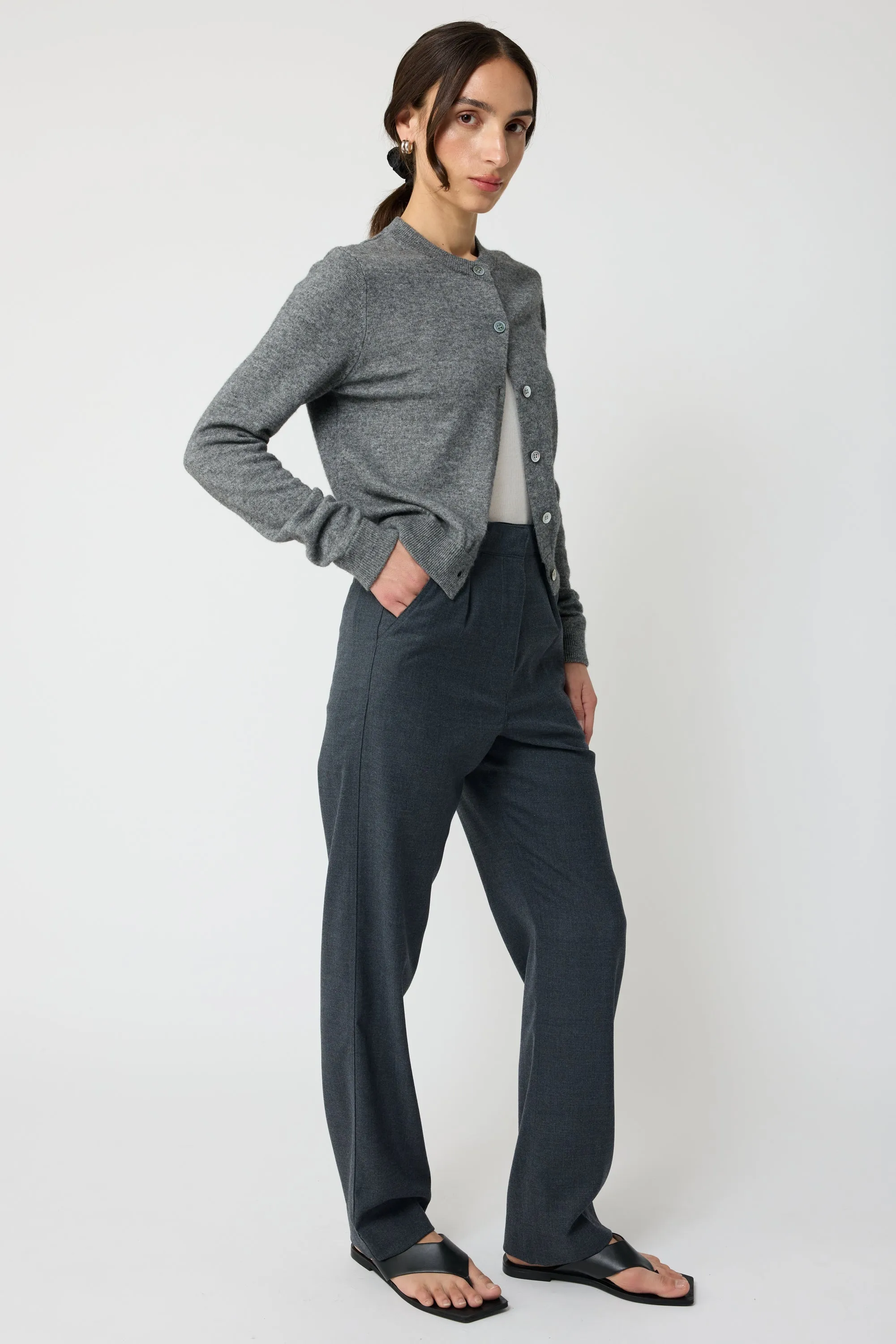 High Waisted Straight Leg Trousers