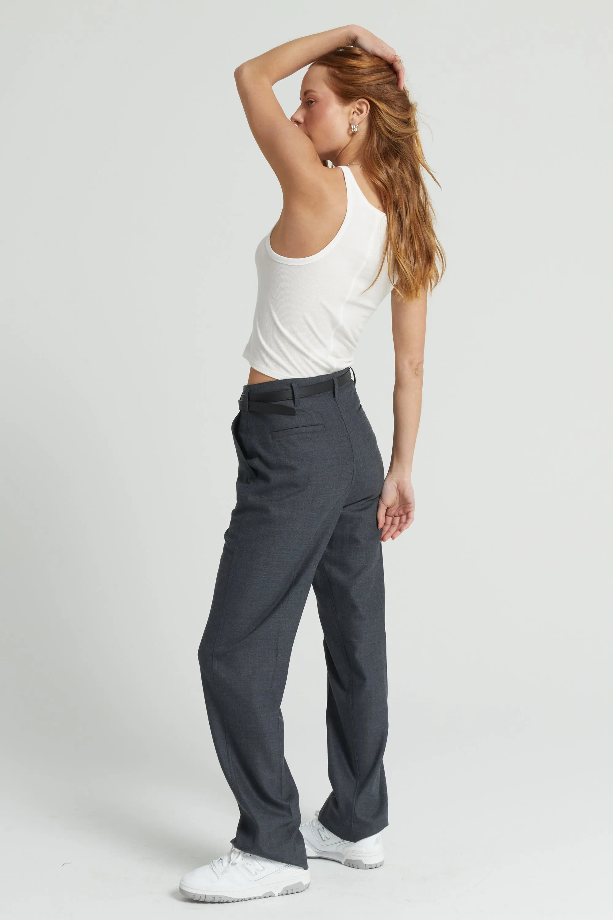 High Waisted Straight Leg Trousers