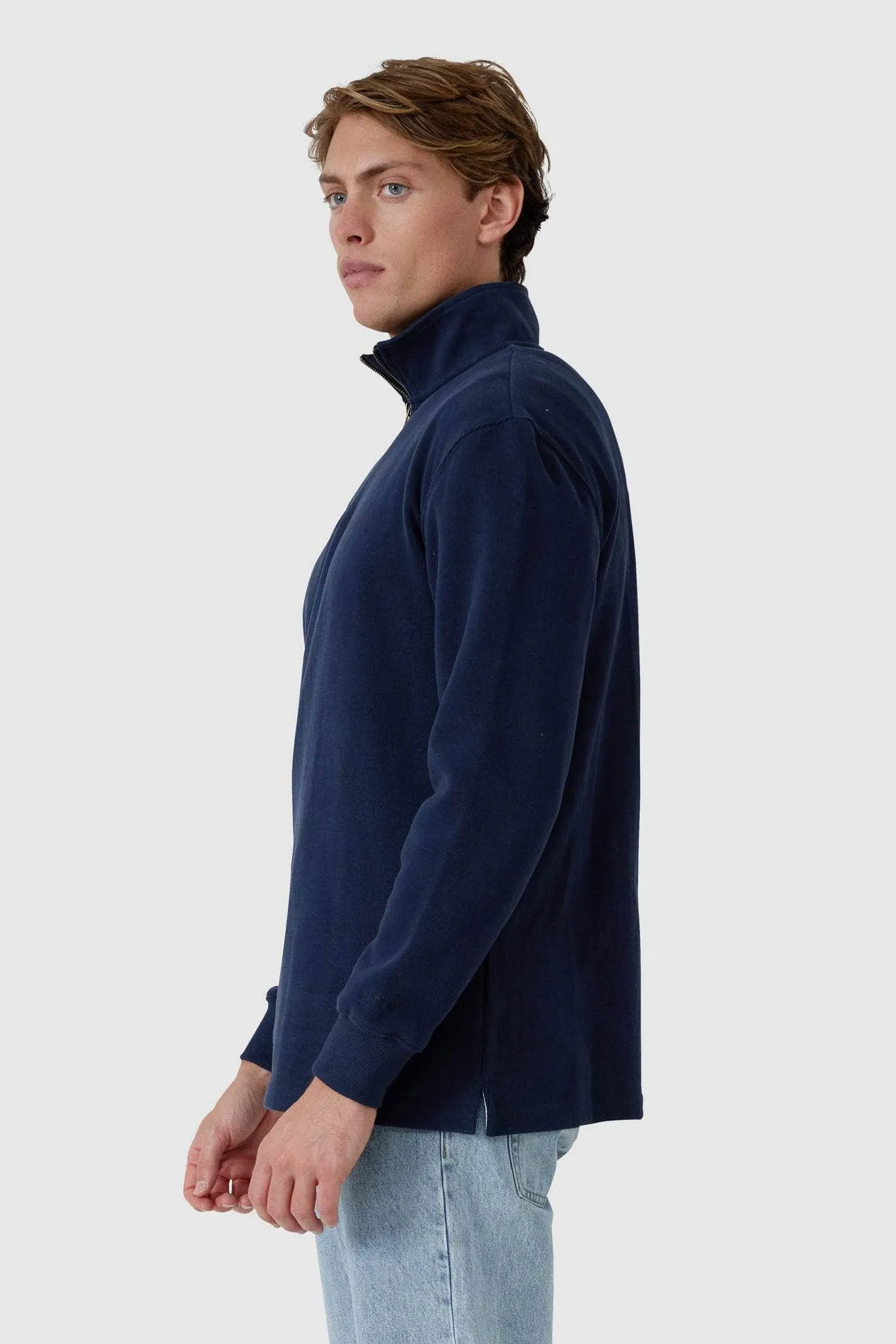 Kellock Ribbed Quarter Zip Navy