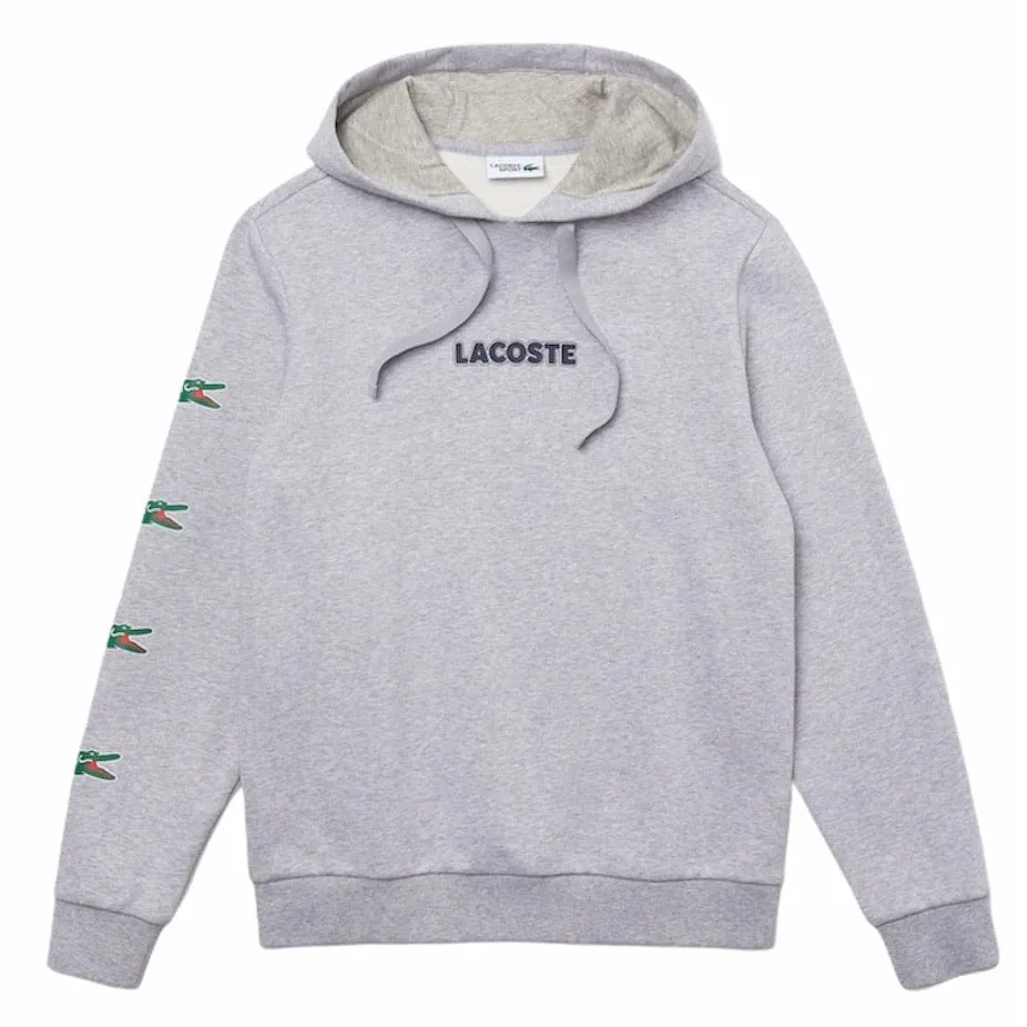 Lacoste Sport Crocodile Print Hooded Cotton Sweatshirt (Grey) NTWRK