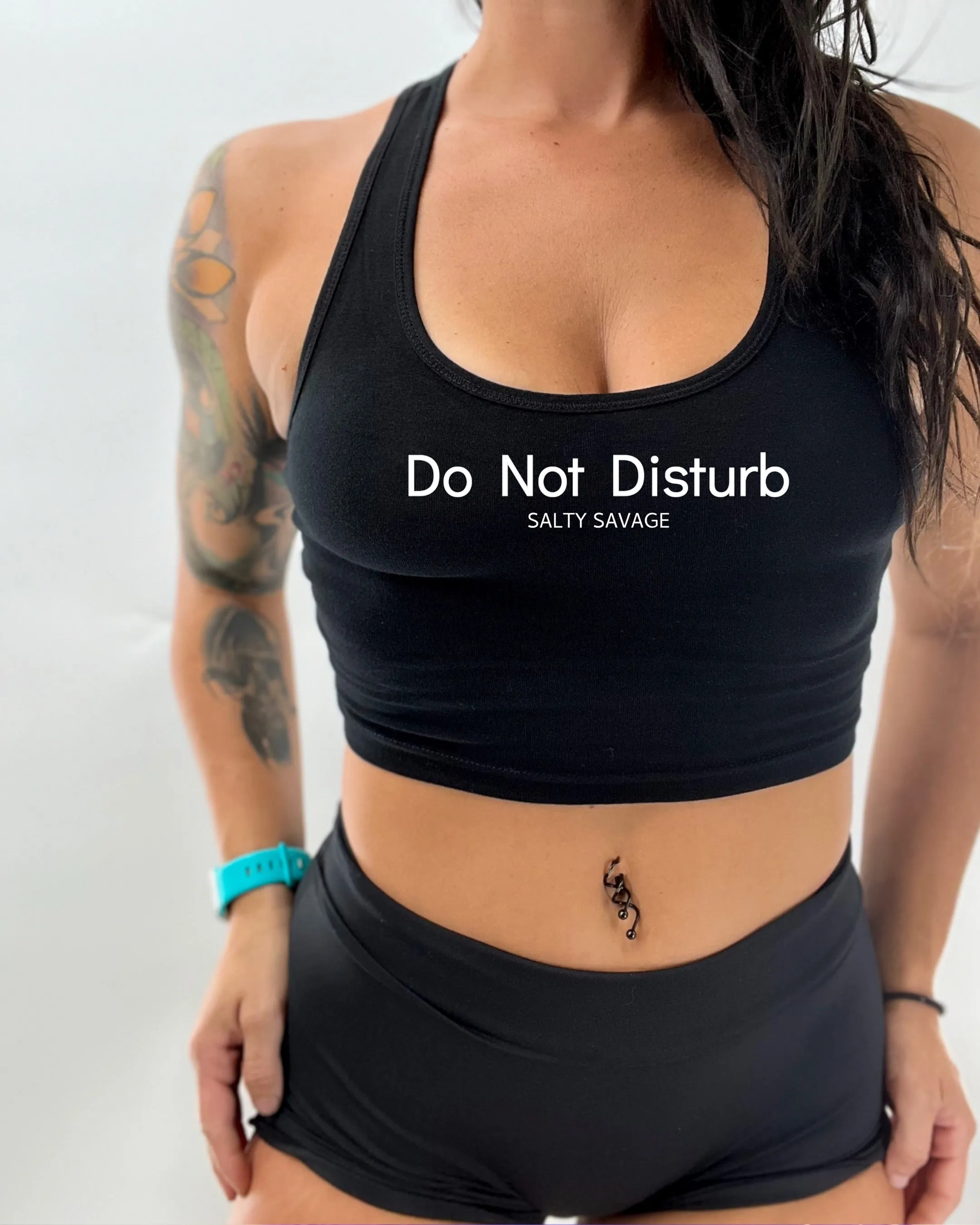 Ladies "Do Not Disturb" Racerback Crop Tank