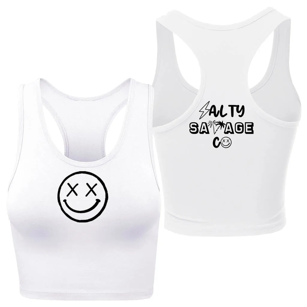 Ladies "OG Smile" Racerback Crop Tank | Micro