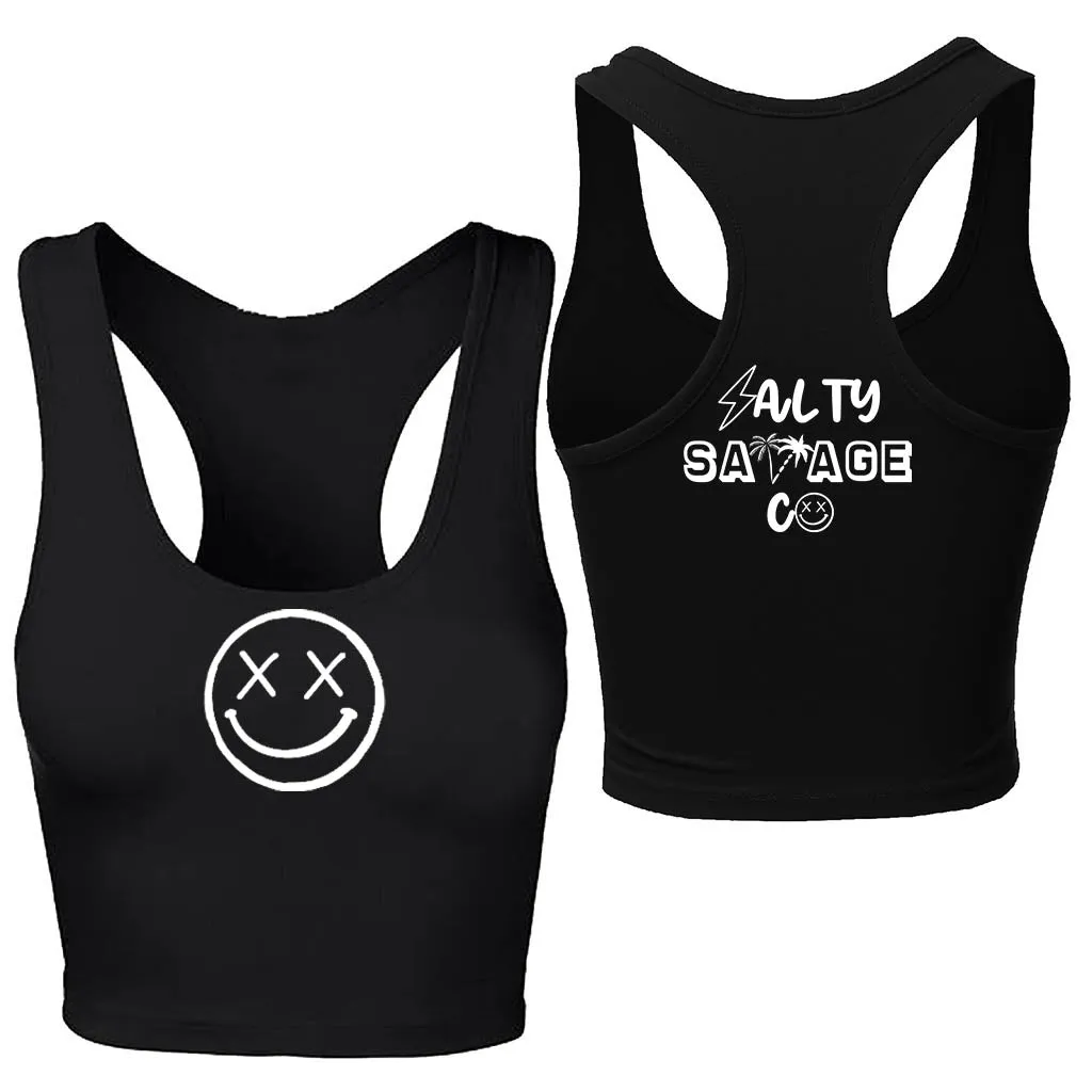 Ladies "OG Smile" Racerback Crop Tank | Micro