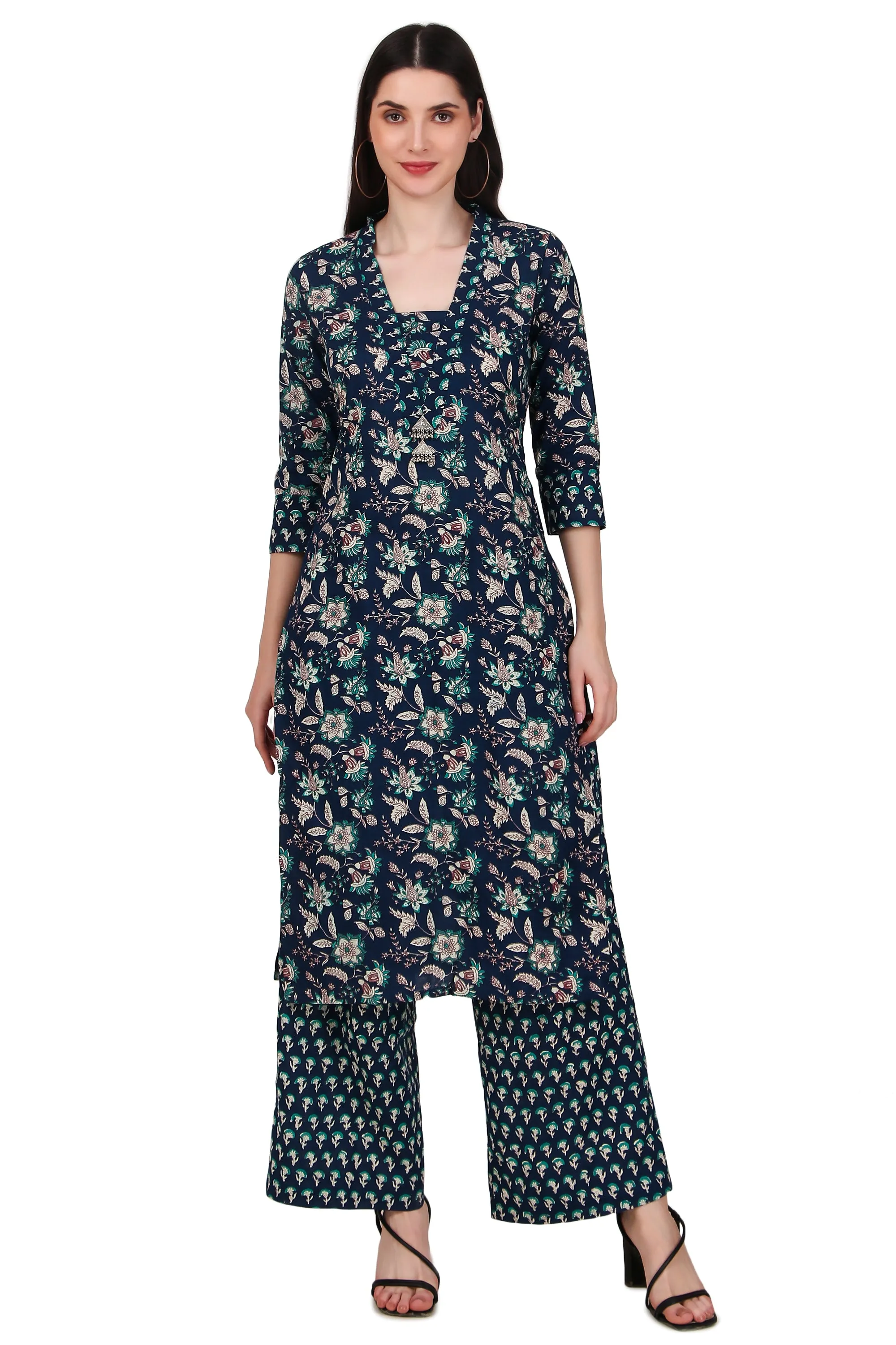 Magnetism blue printed Kurta with Pant set for Women