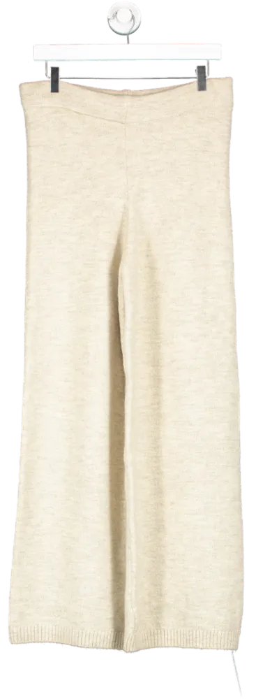 MANGO Beige Knitted Wideleg Trousers UK M