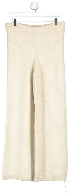 MANGO Beige Knitted Wideleg Trousers UK M