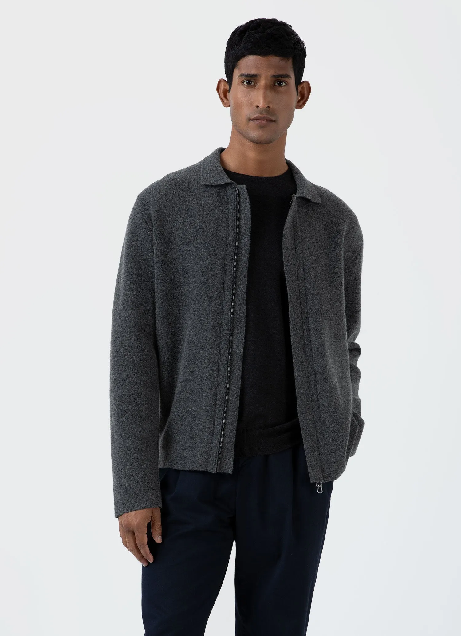 Men's Double Faced Jacket in Charcoal Melange