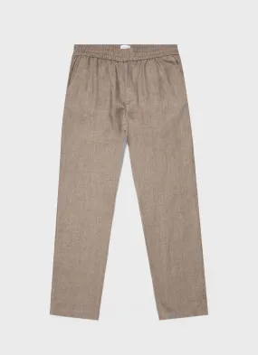 Men's Linen Drawstring Trouser in Dark Sand