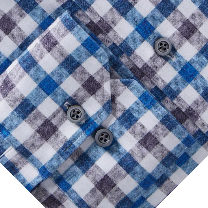 Modern 4Flex Check Print Stretch Knit Shirt SF17652 Blue