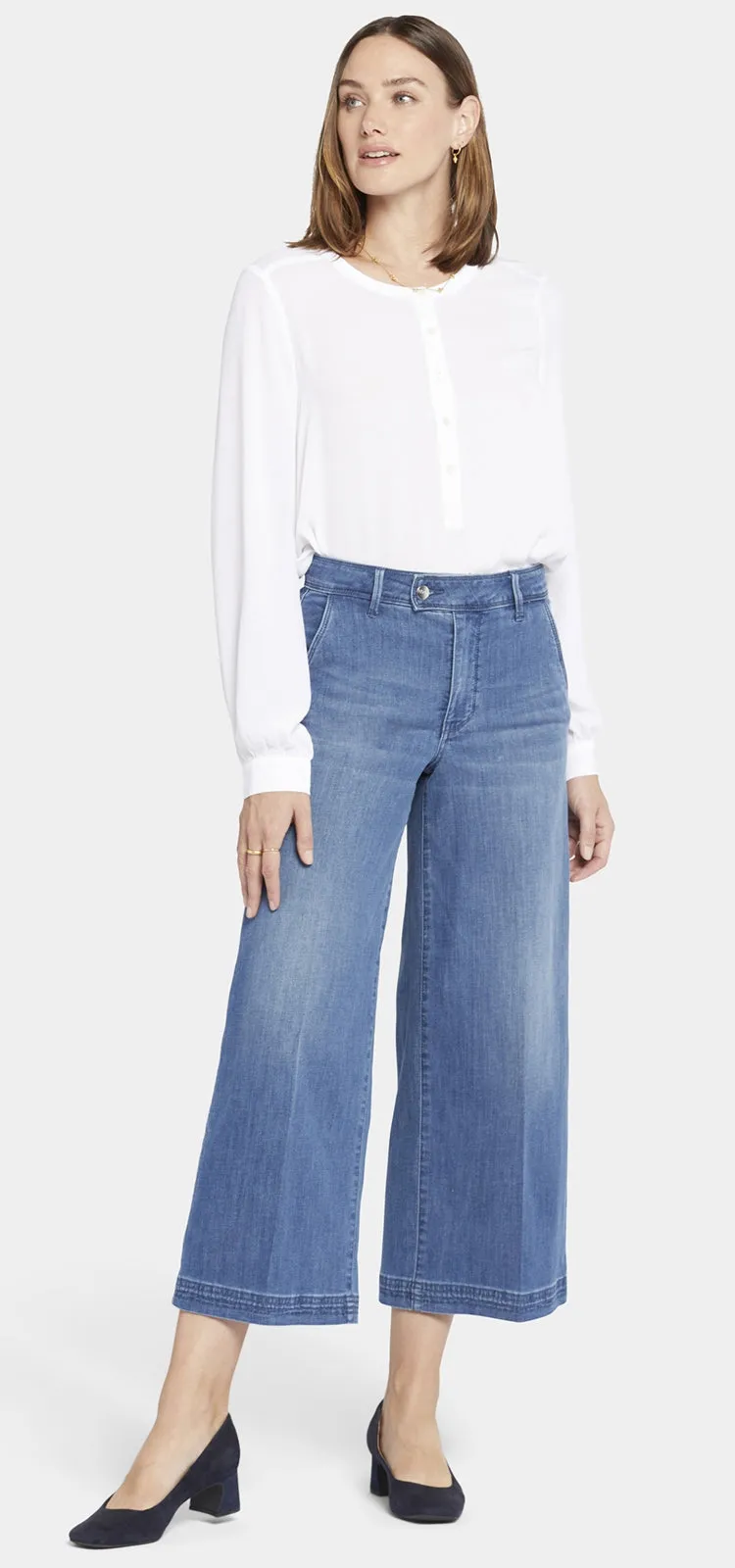 Mona Wide Leg Trouser Mediumblauw Premium Denim | Stunning