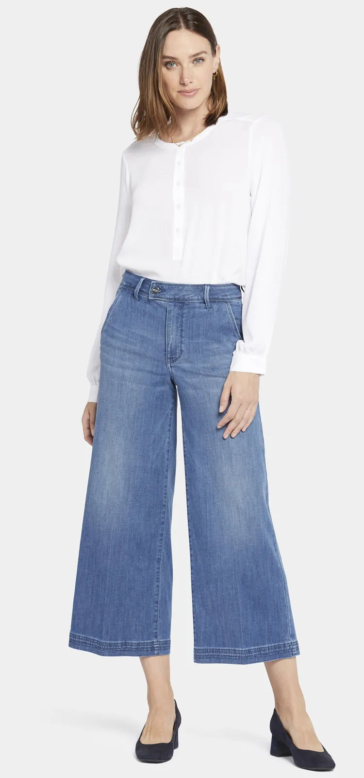 Mona Wide Leg Trouser Mediumblauw Premium Denim | Stunning