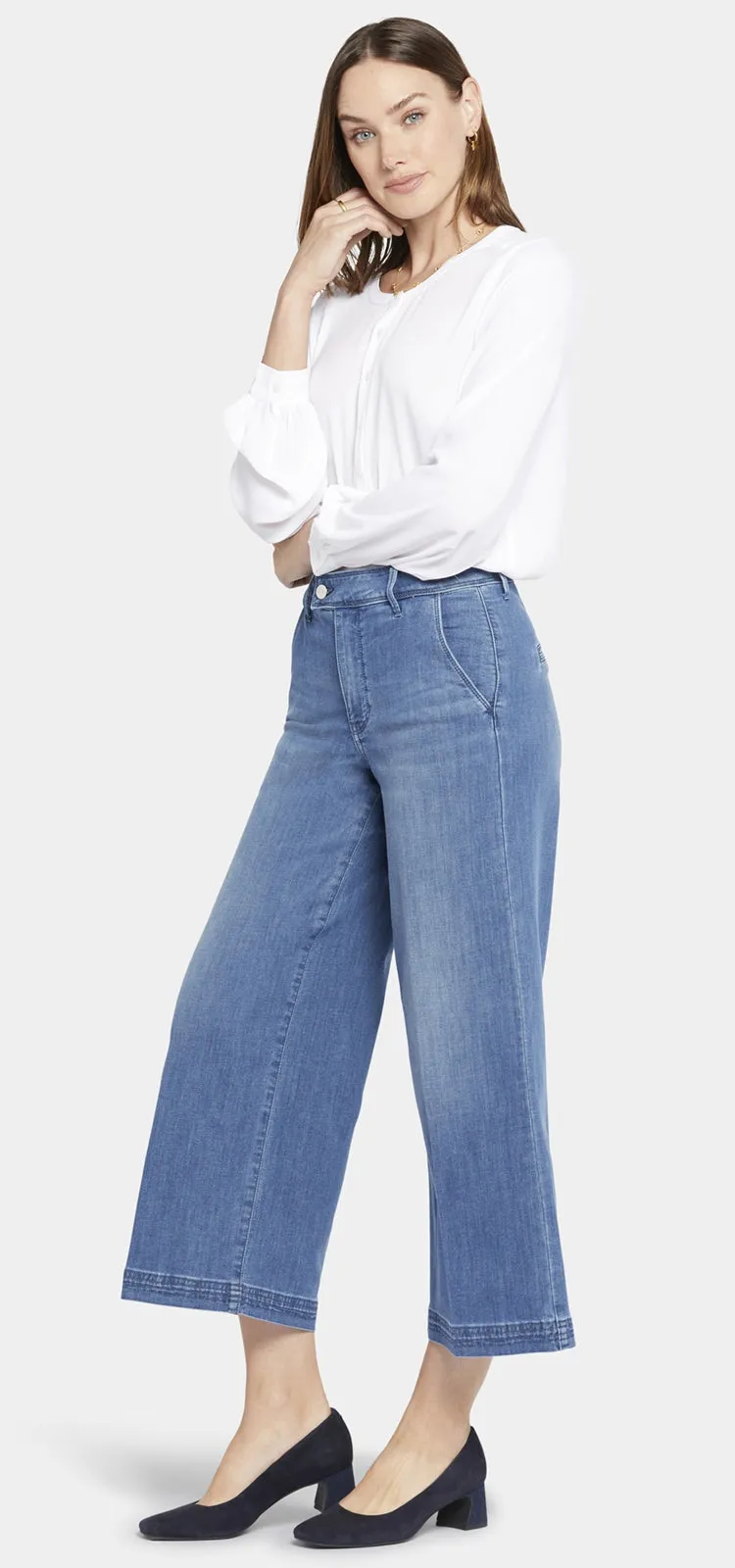 Mona Wide Leg Trouser Mediumblauw Premium Denim | Stunning