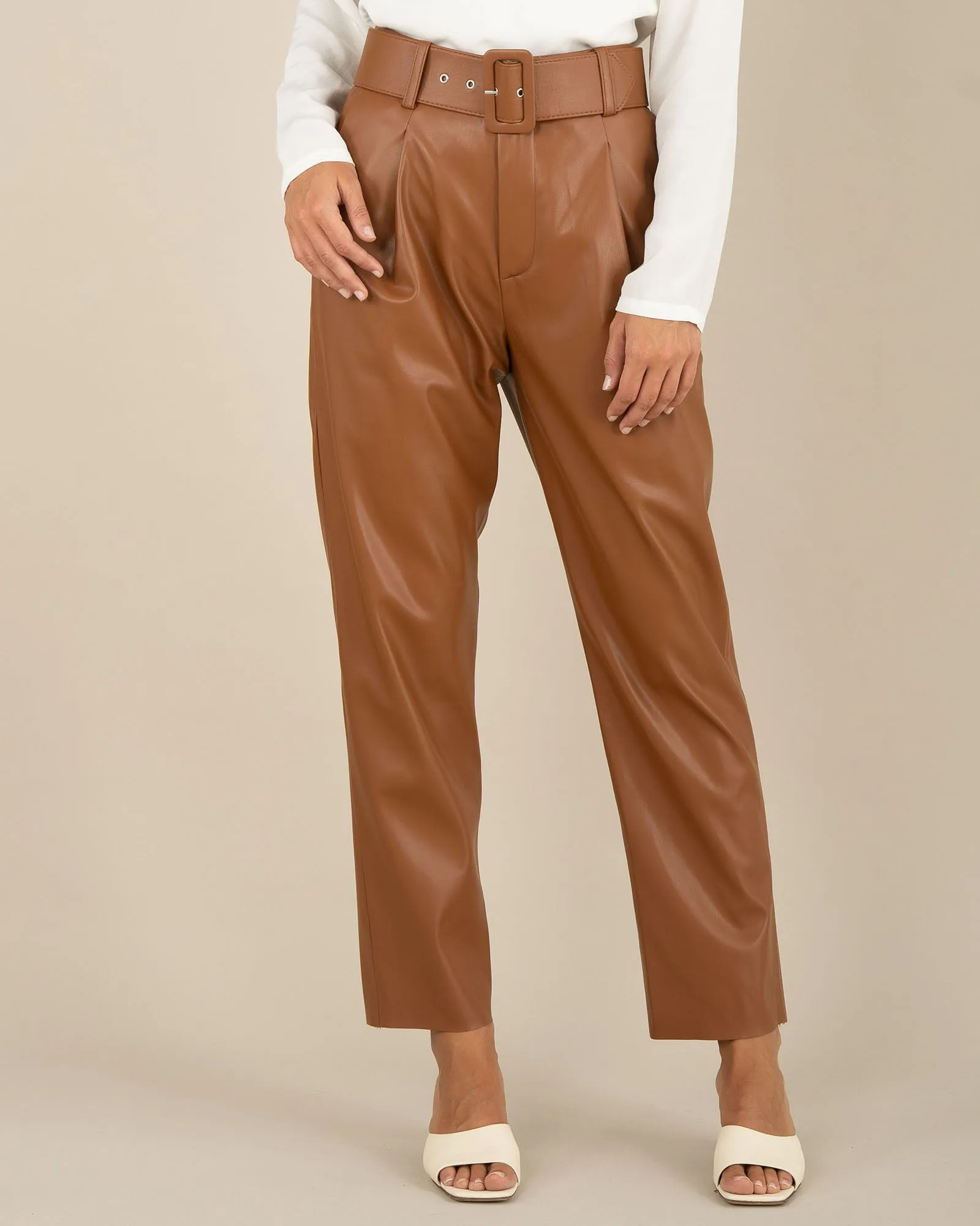 Monrow Vegan Leather Pant - Tan