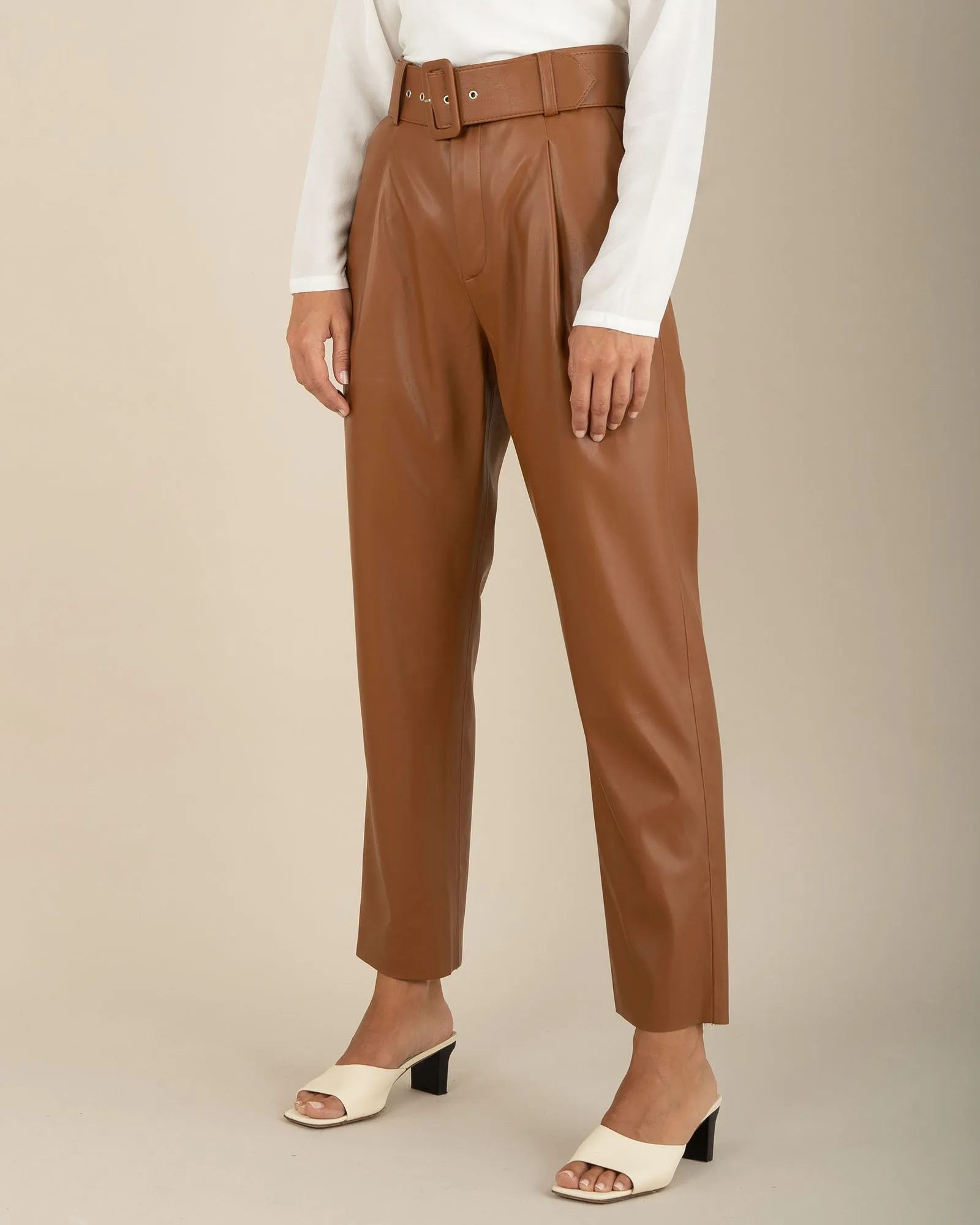 Monrow Vegan Leather Pant - Tan