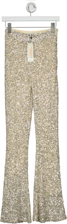 Never Fully Dressed Metallic Sequin Flared Trousers UK 8